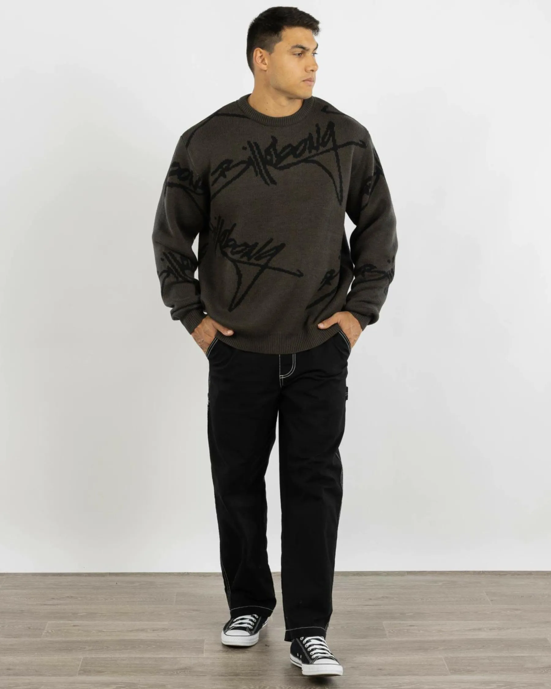 Knitwear|Hoodies & Sweatshirts*Billabong All Over Sweater Knit Jumper Raven