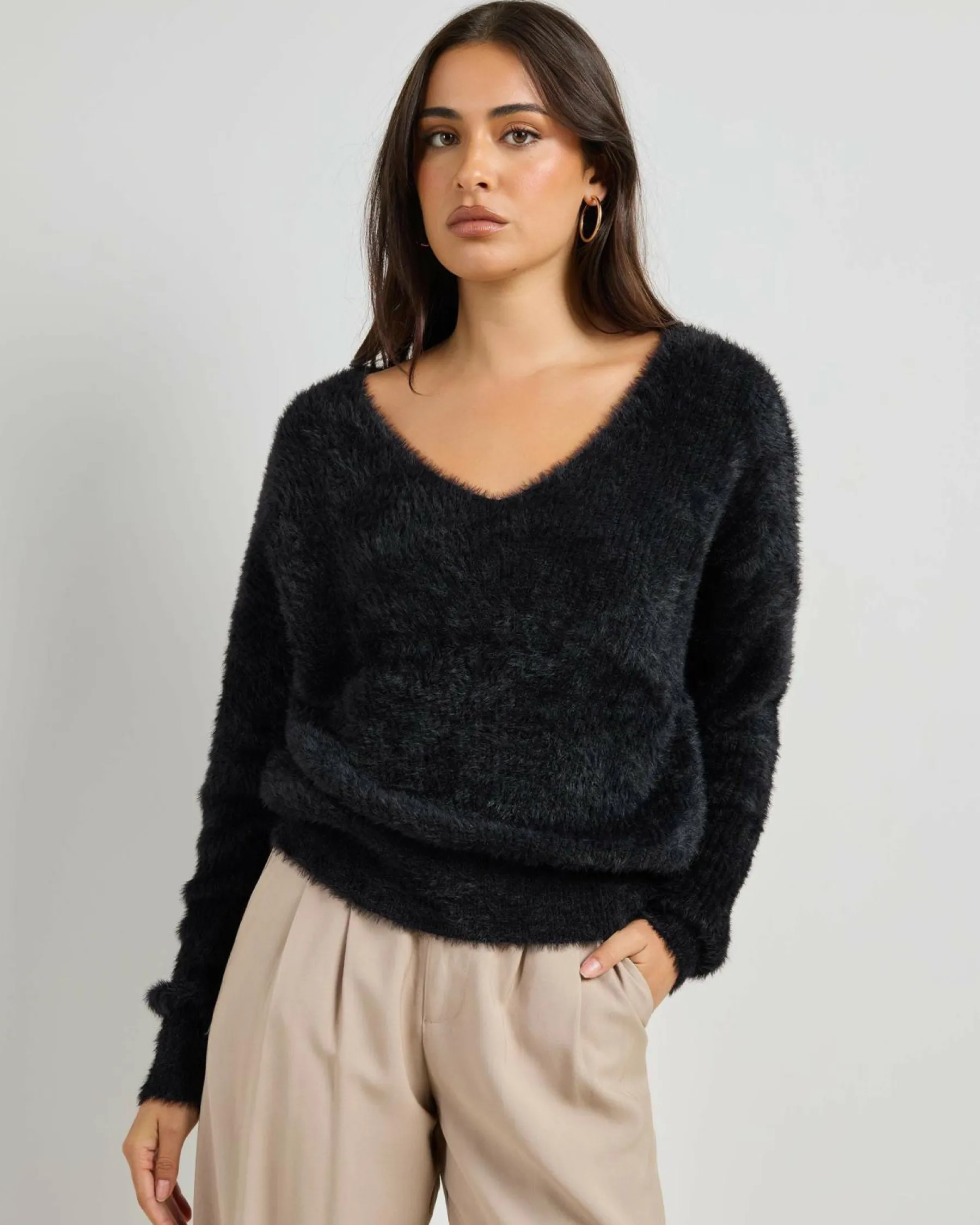 Knitwear|Jumpers & Hoodies*Mooloola Amara V Neck Knit Jumper Black