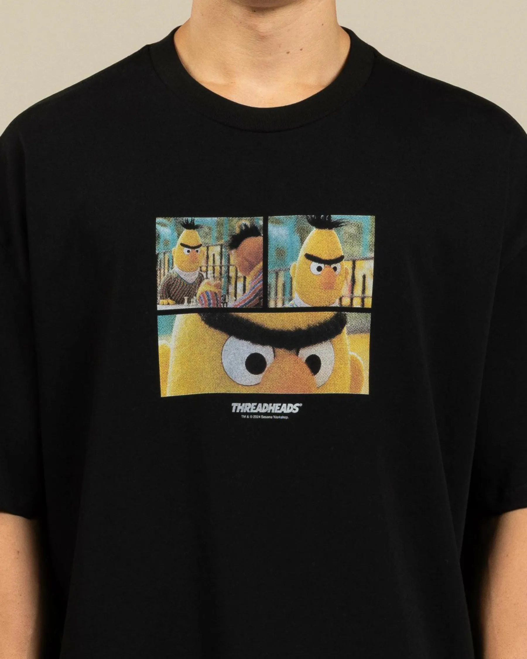 Tops & T-Shirts*Threadheads Angry Bert Oversized T-Shirt Black