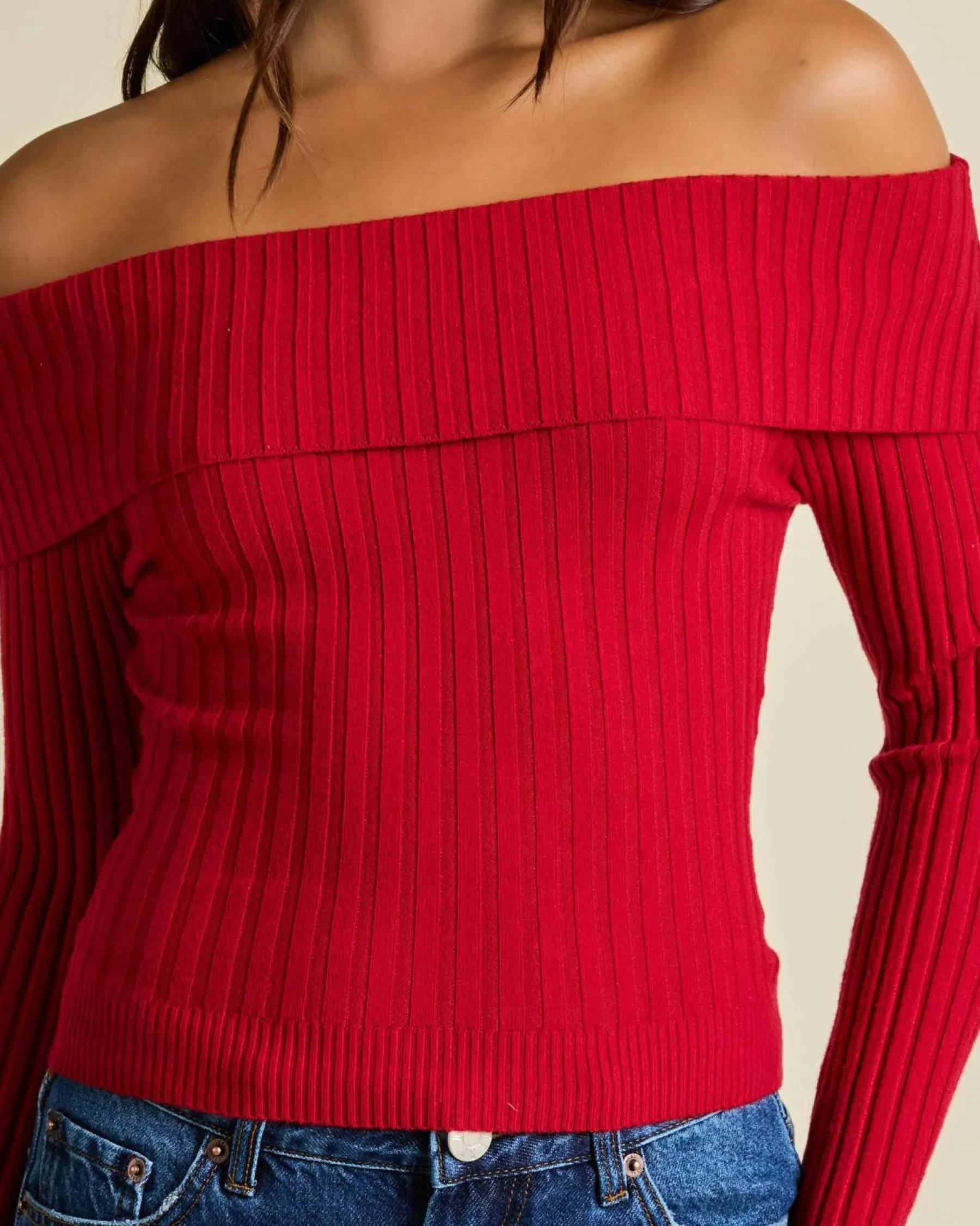 Tops*Ava And Ever Ari Off Shoulder Knit Top Berry