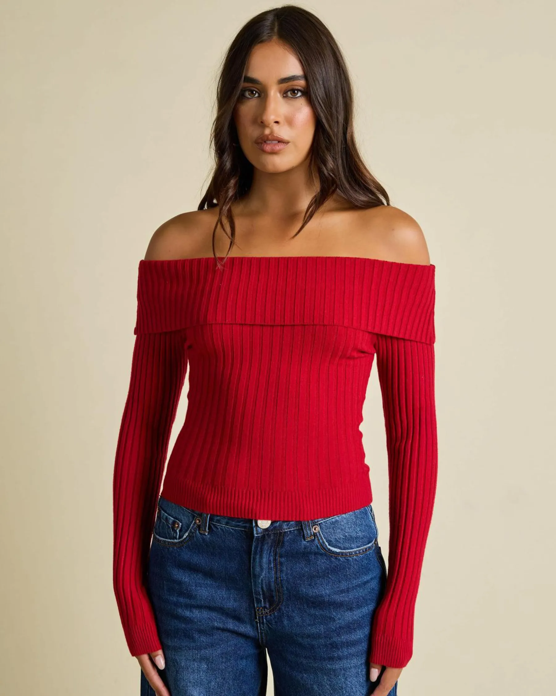 Tops*Ava And Ever Ari Off Shoulder Knit Top Berry