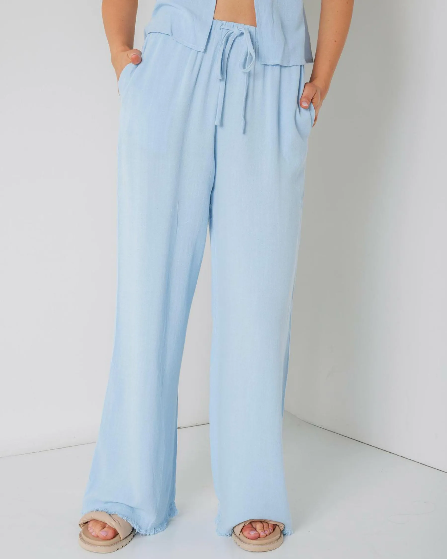 Sets|Linen Blend*Mooloola Aria Dallis Pants Powder Blue