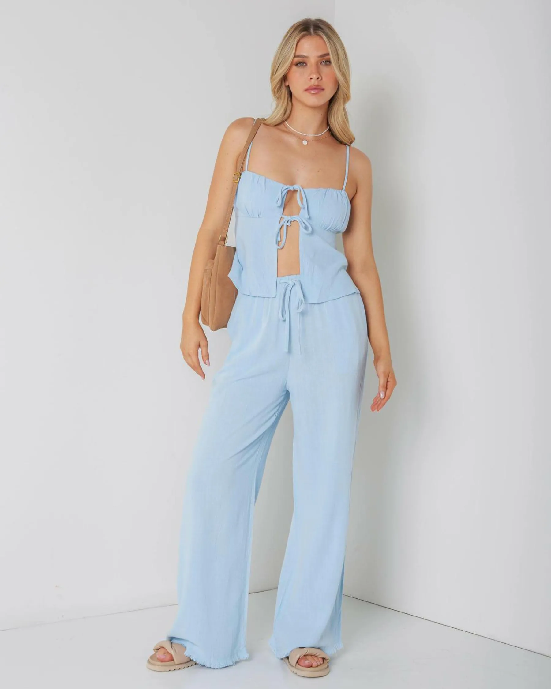 Sets|Linen Blend*Mooloola Aria Dallis Pants Powder Blue