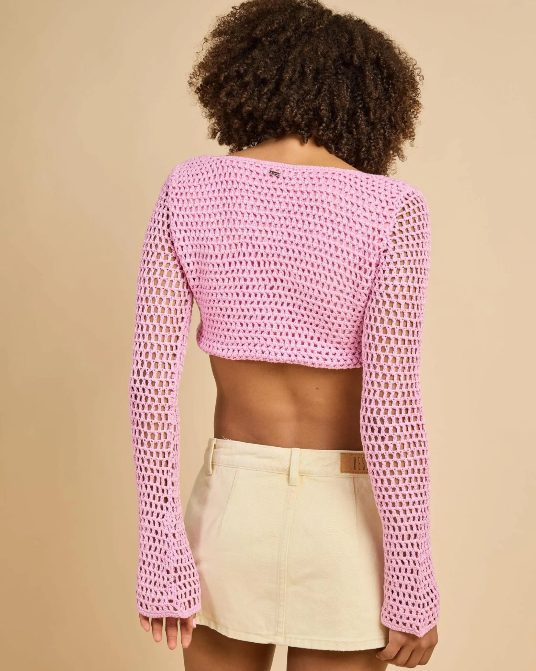 Tops*Ava And Ever Ashy Crochet Ultra Crop Top Baby Pink