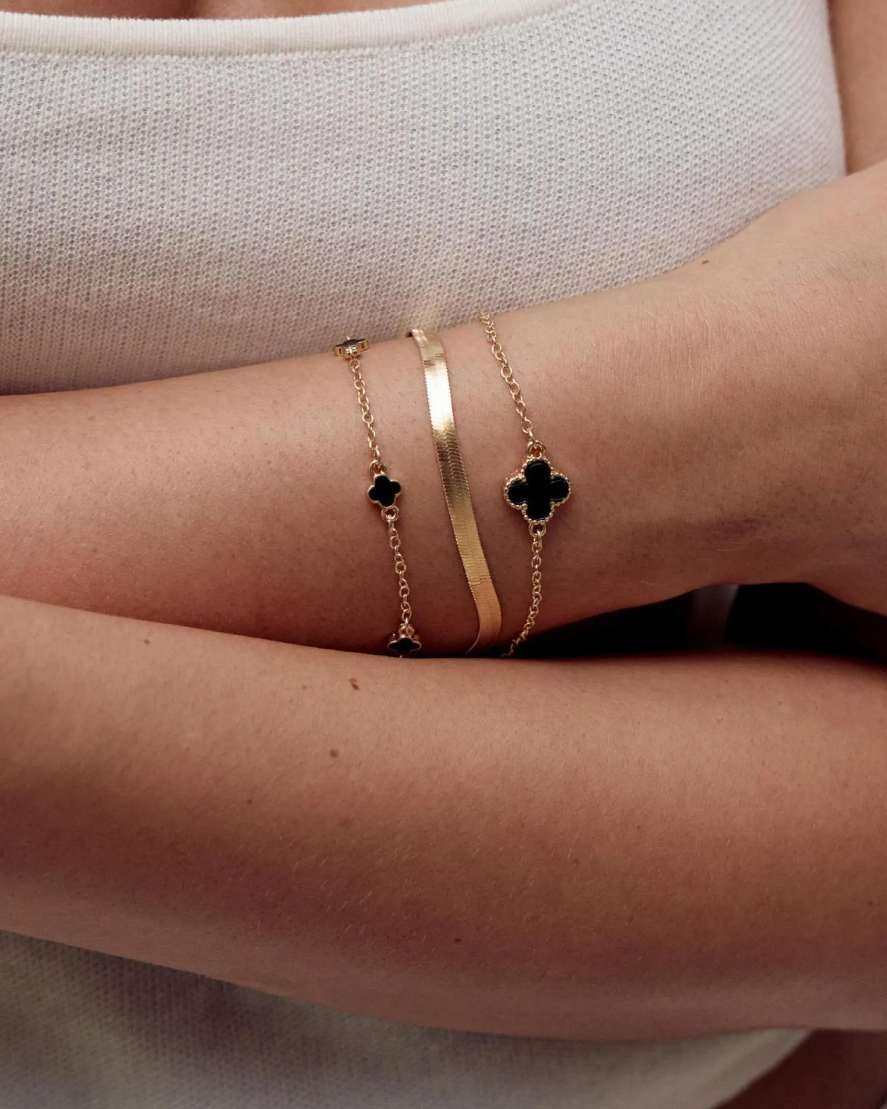 Jewelry|Jewelry*Karyn In LA Baby Clover Bracelet pack Gold/black