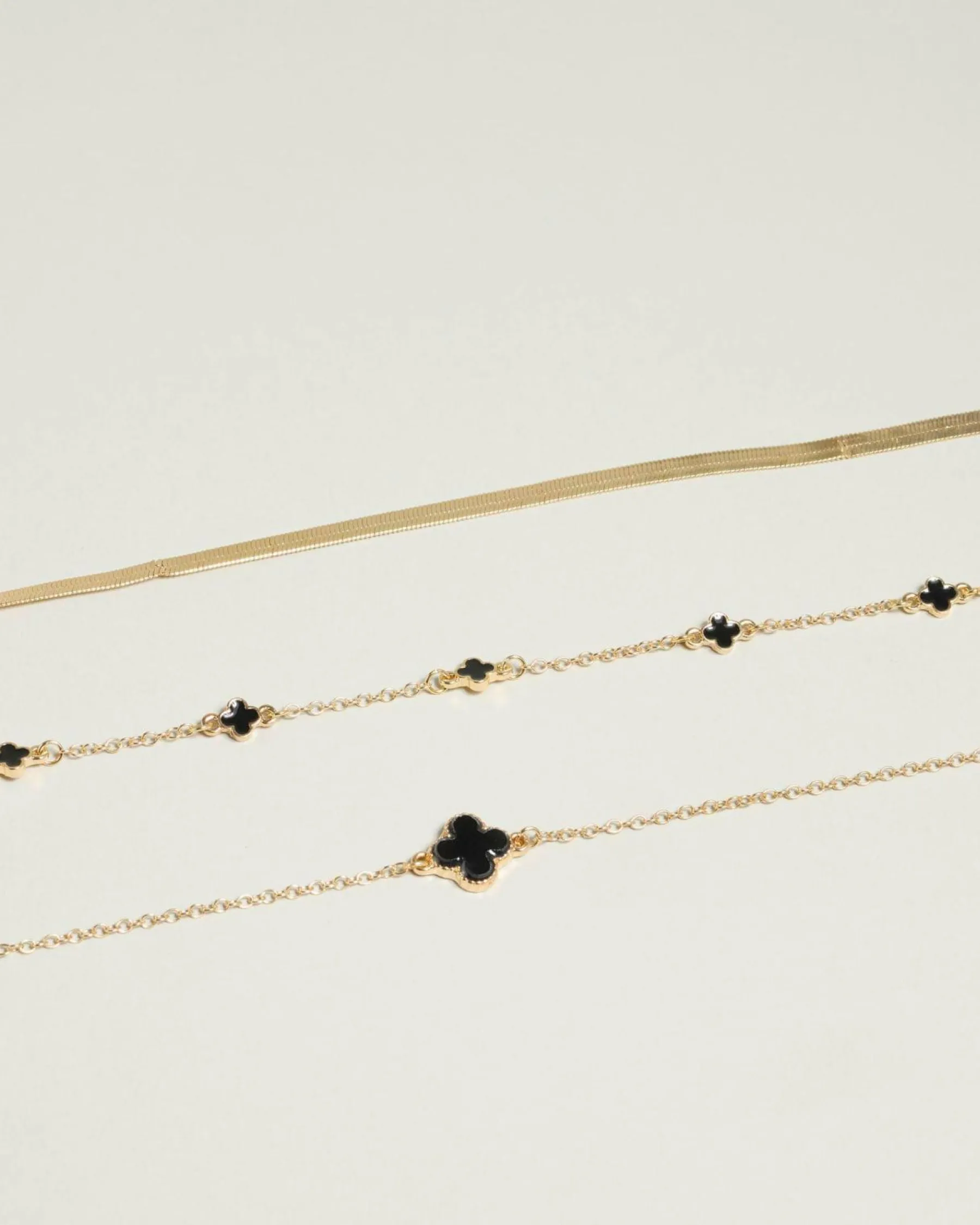 Jewelry|Jewelry*Karyn In LA Baby Clover Bracelet pack Gold/black