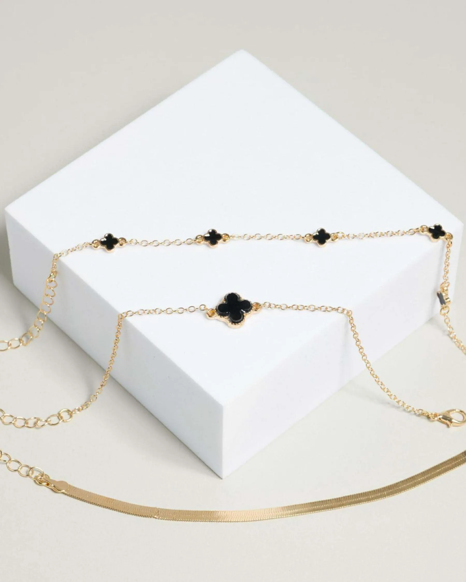 Jewelry|Jewelry*Karyn In LA Baby Clover Bracelet pack Gold/black