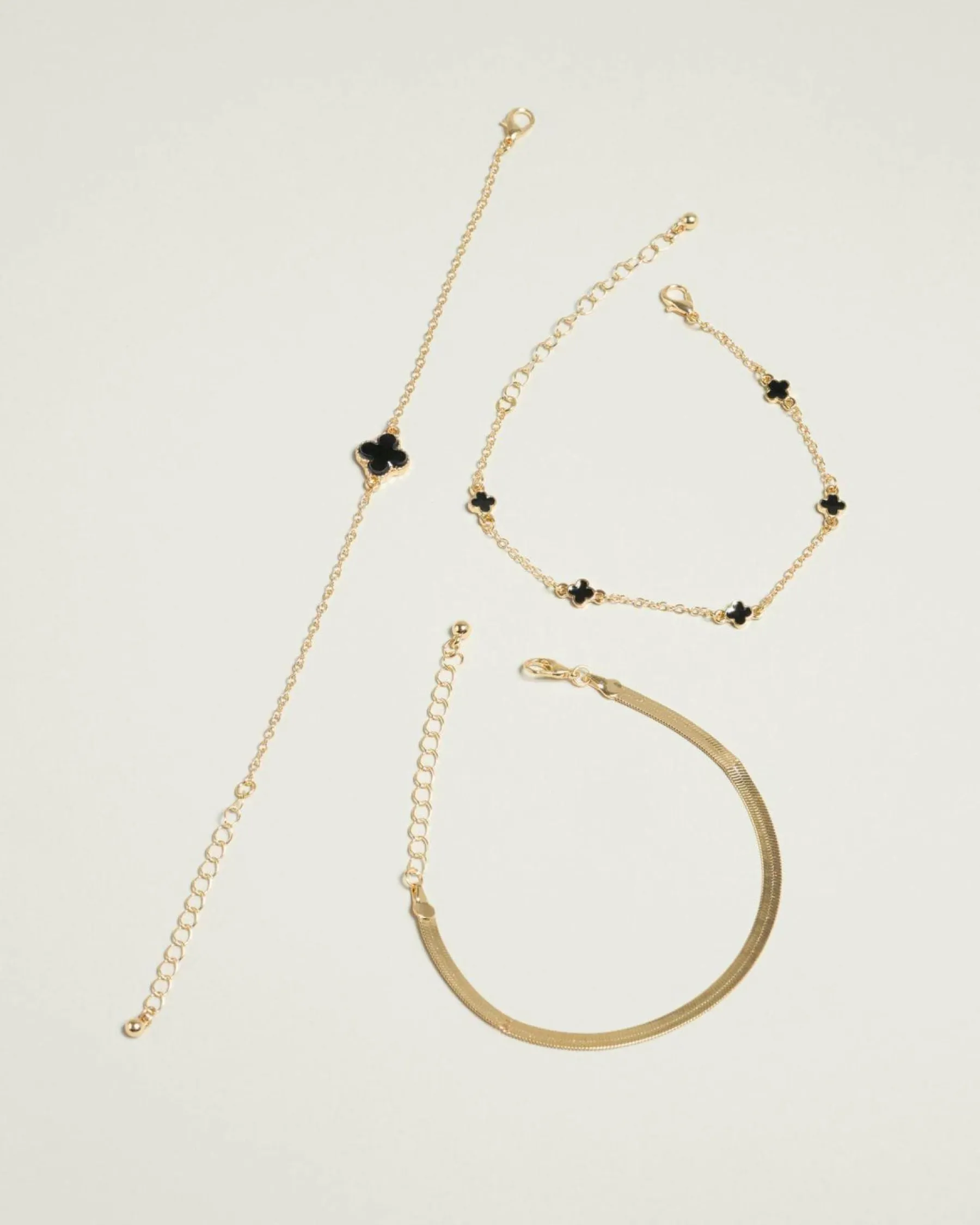 Jewelry|Jewelry*Karyn In LA Baby Clover Bracelet pack Gold/black