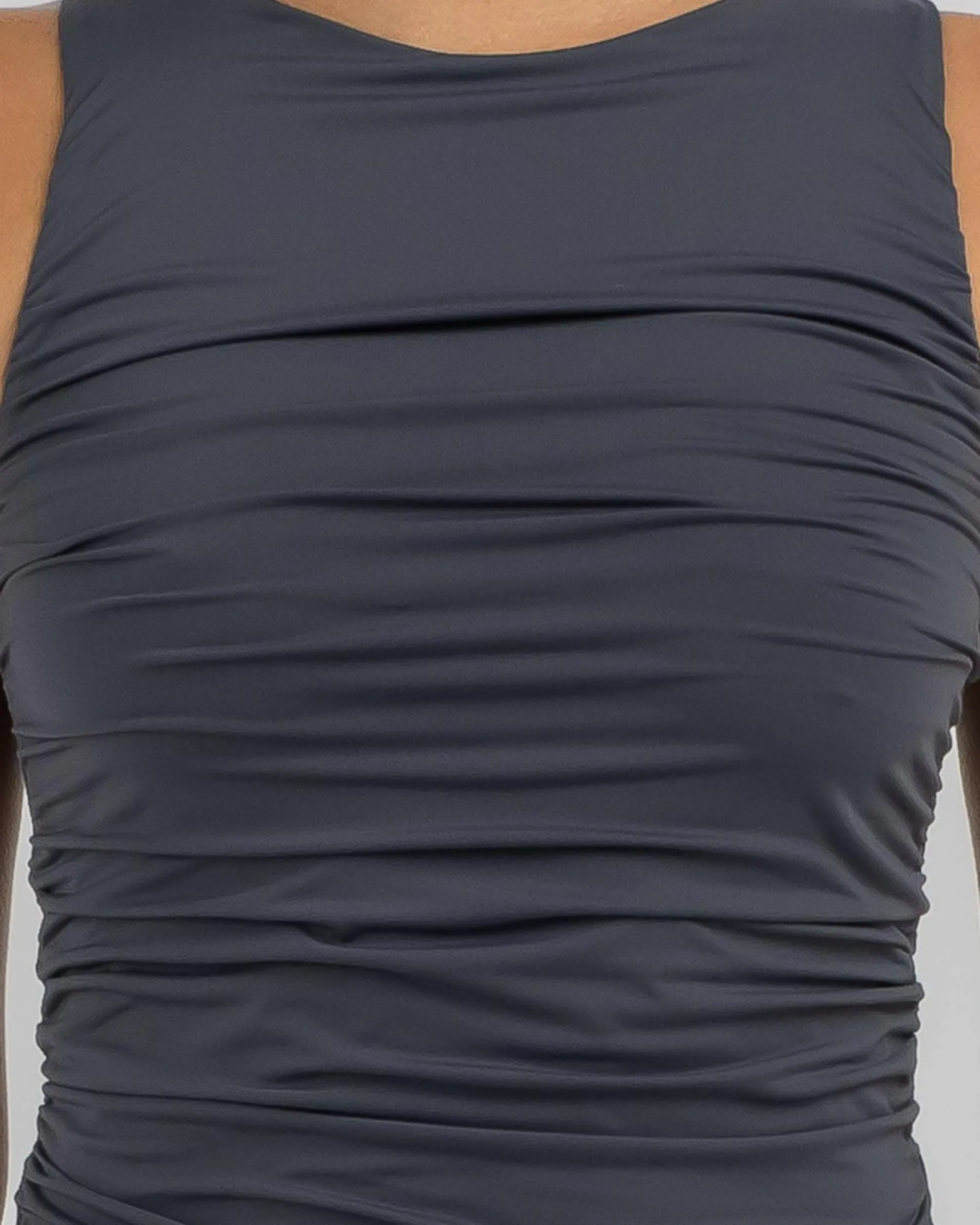 Tops*Ava And Ever Basic Ruched Top Charcoal