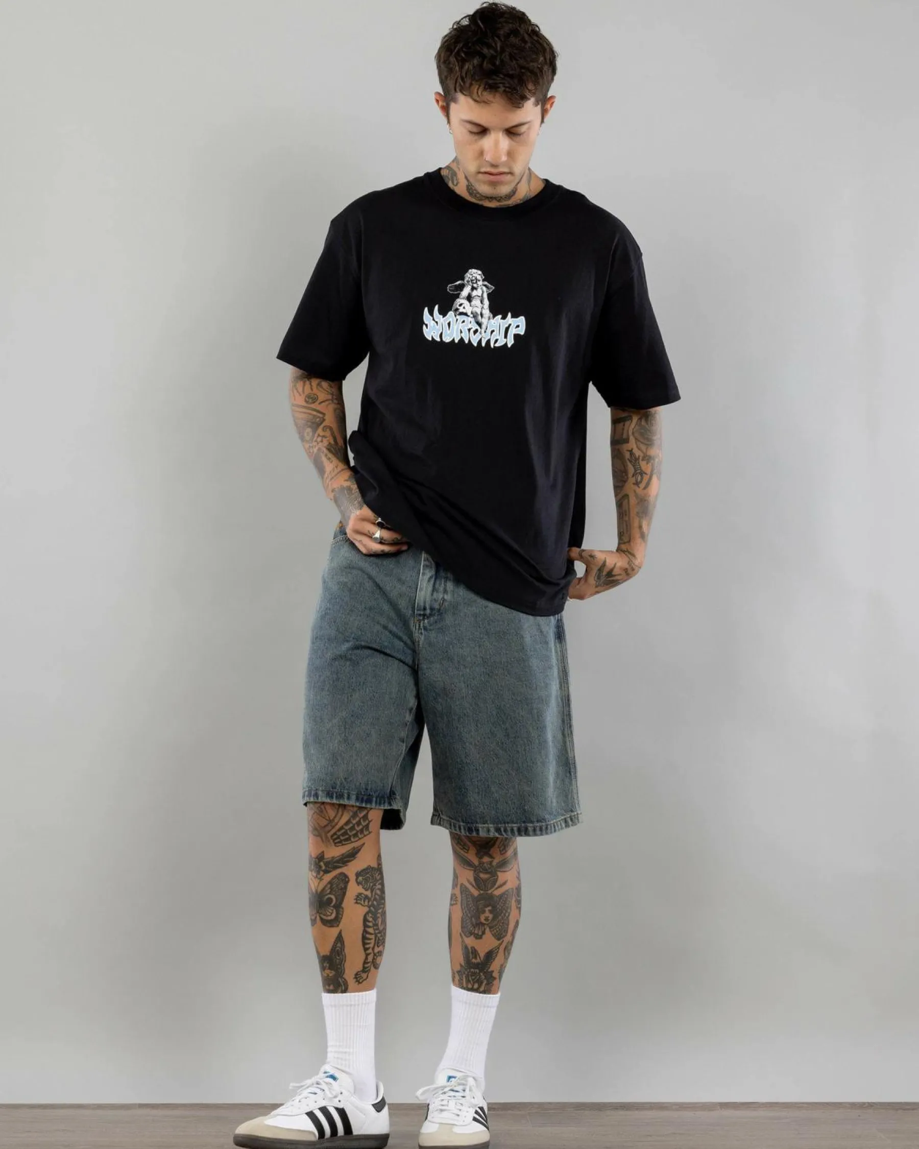 Denim|Shorts & Bottoms*Worship Supplies Be Cool Big Dawg Jean Shorts Blue Haze