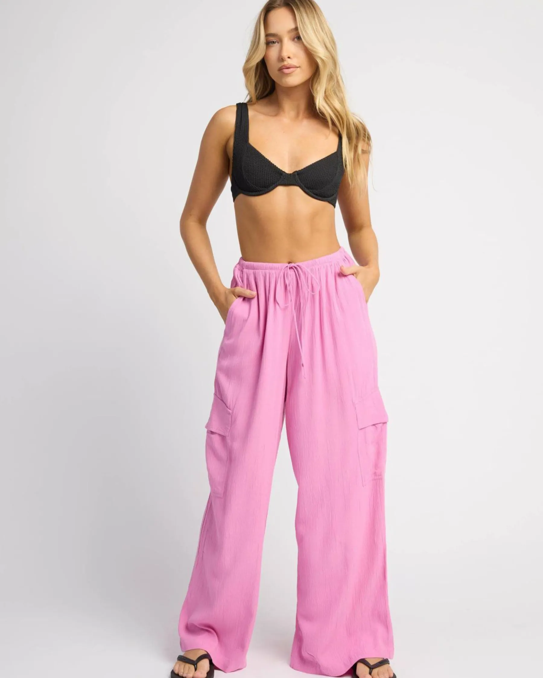 Bottoms*Billabong Beach Babe Cargo Beach Pants Berry Pink