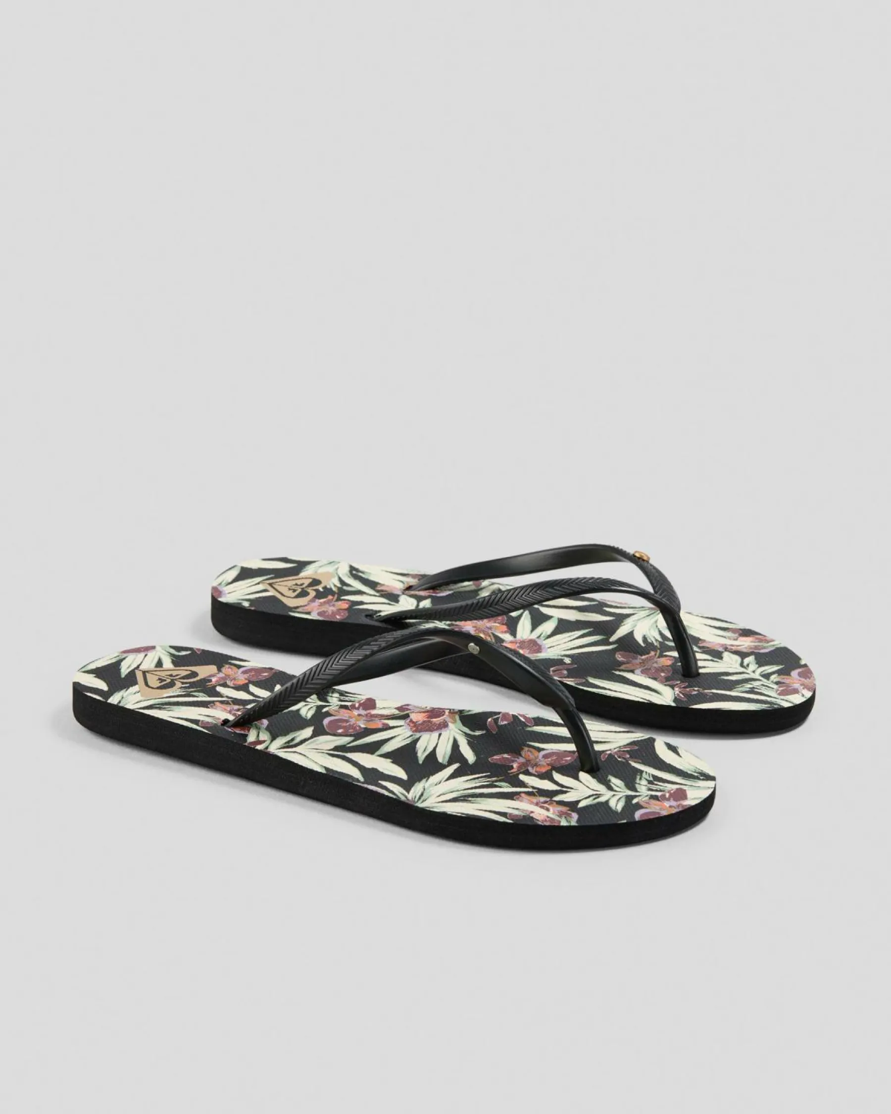 Flip Flops*Roxy Bermuda Thongs White/black/flower