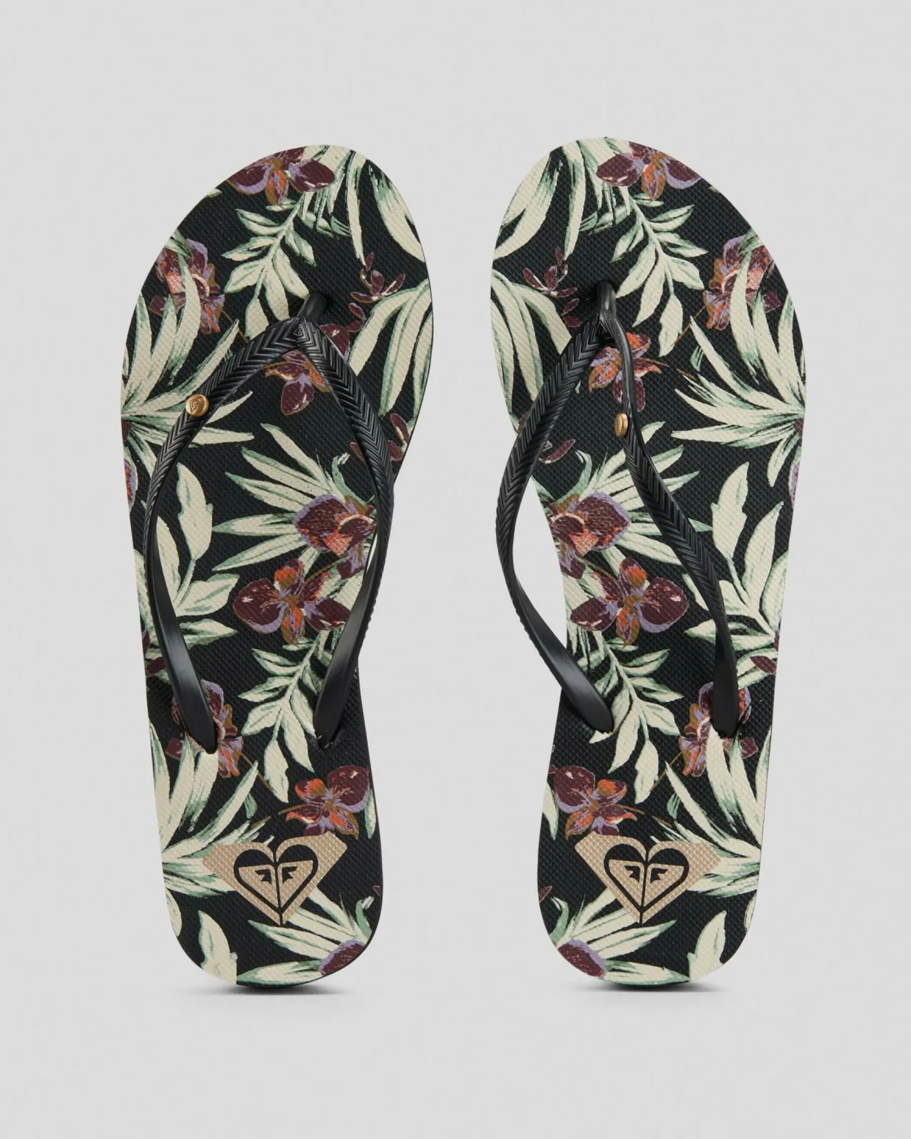 Flip Flops*Roxy Bermuda Thongs White/black/flower