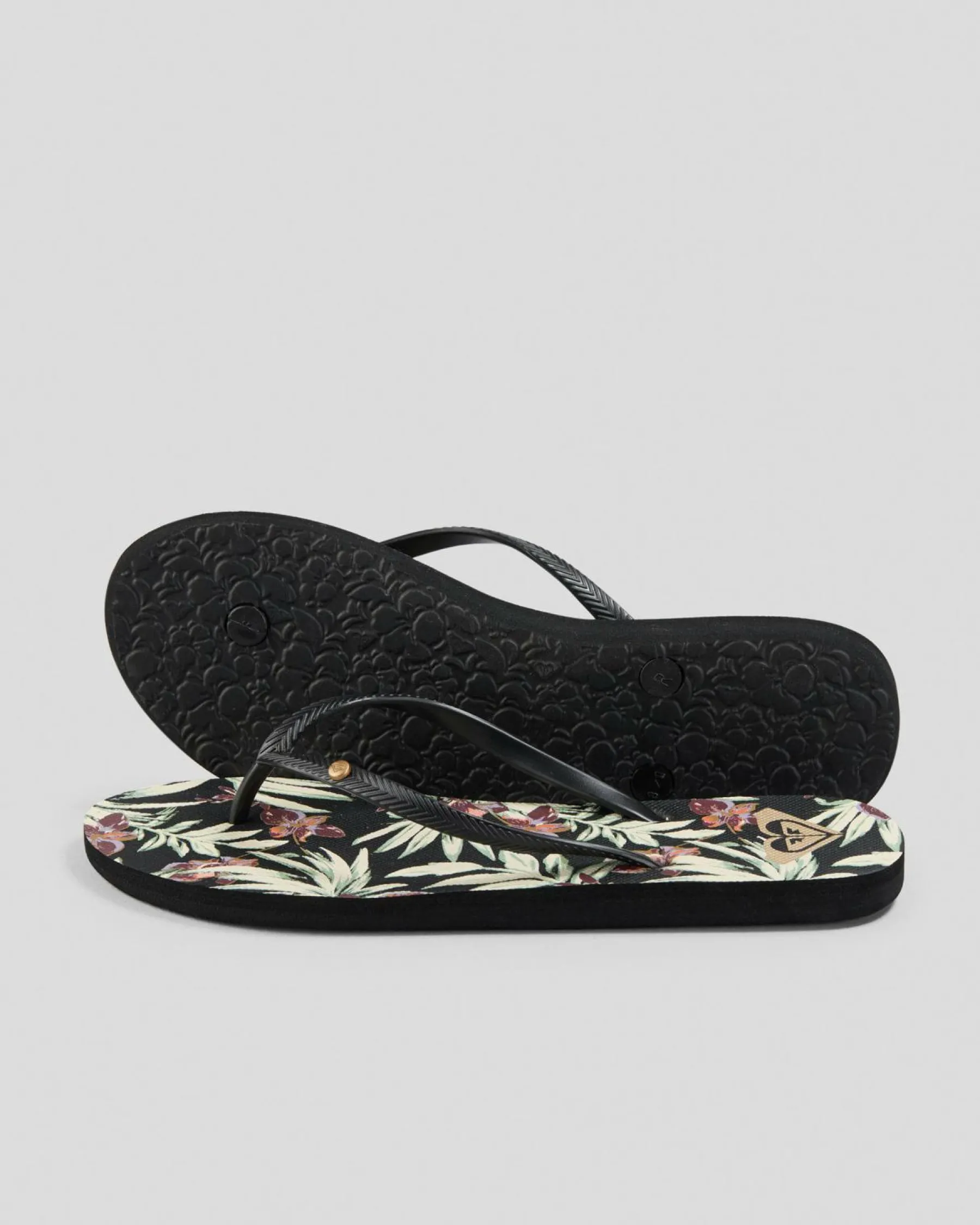 Flip Flops*Roxy Bermuda Thongs White/black/flower