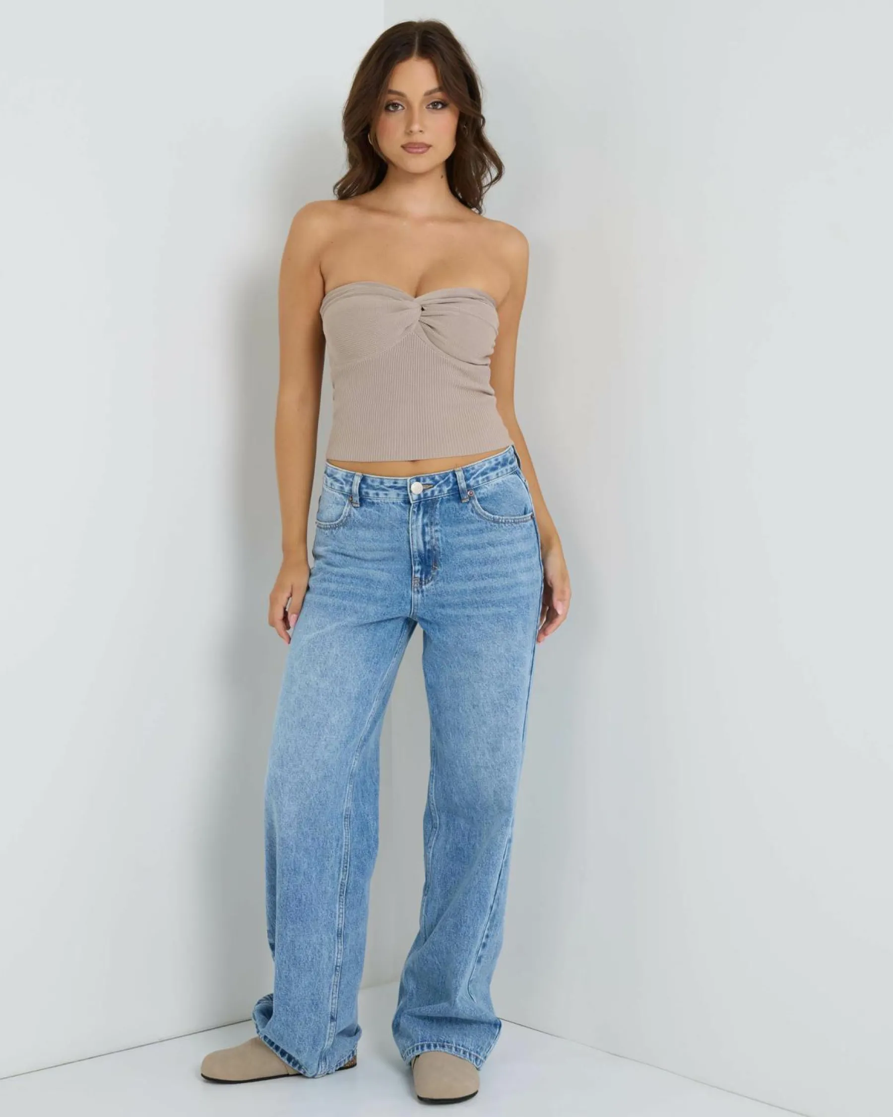 Tops*Mooloola Bianca Knit Tube Top Taupe