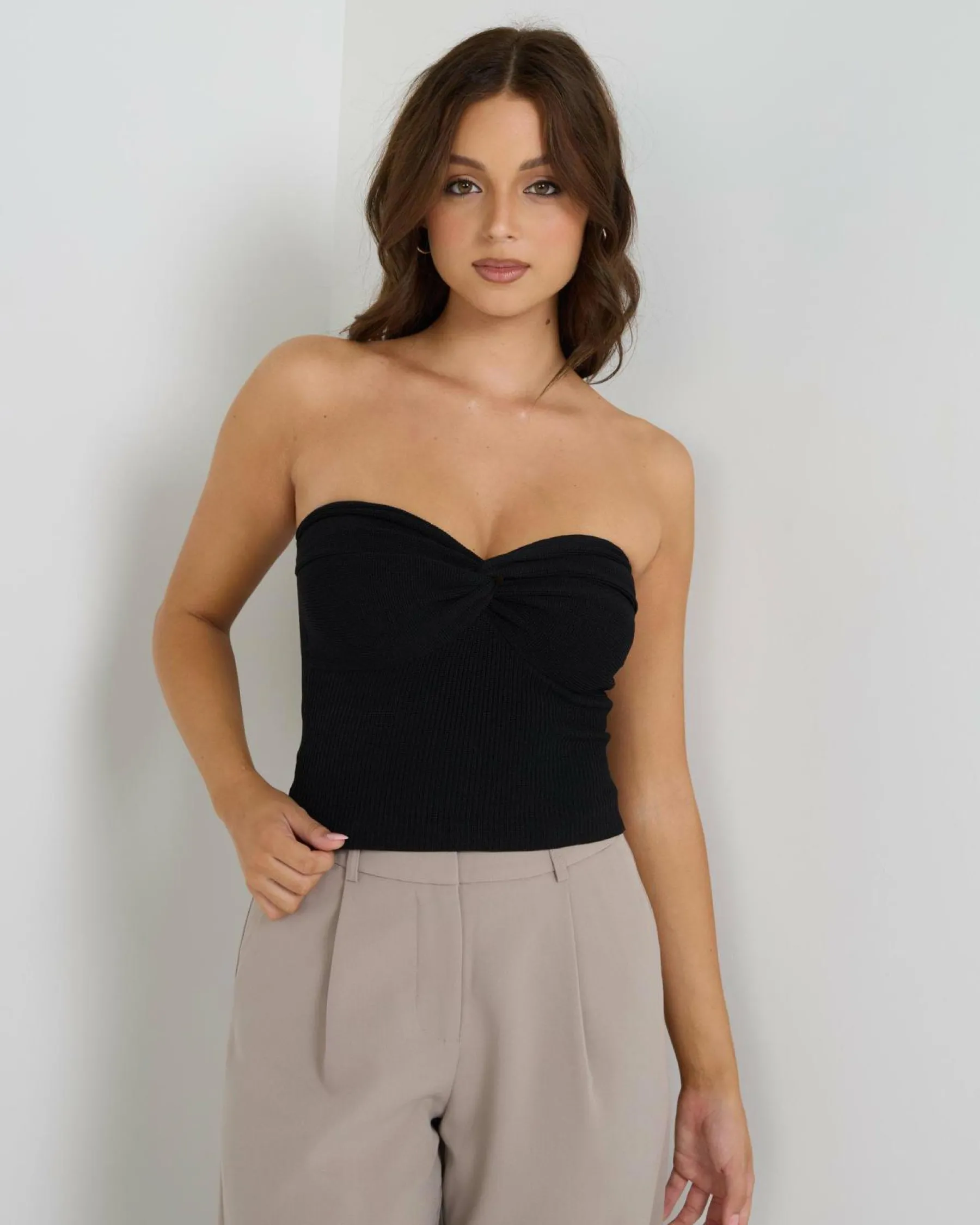 Tops*Mooloola Bianca Knit Tube Top Black