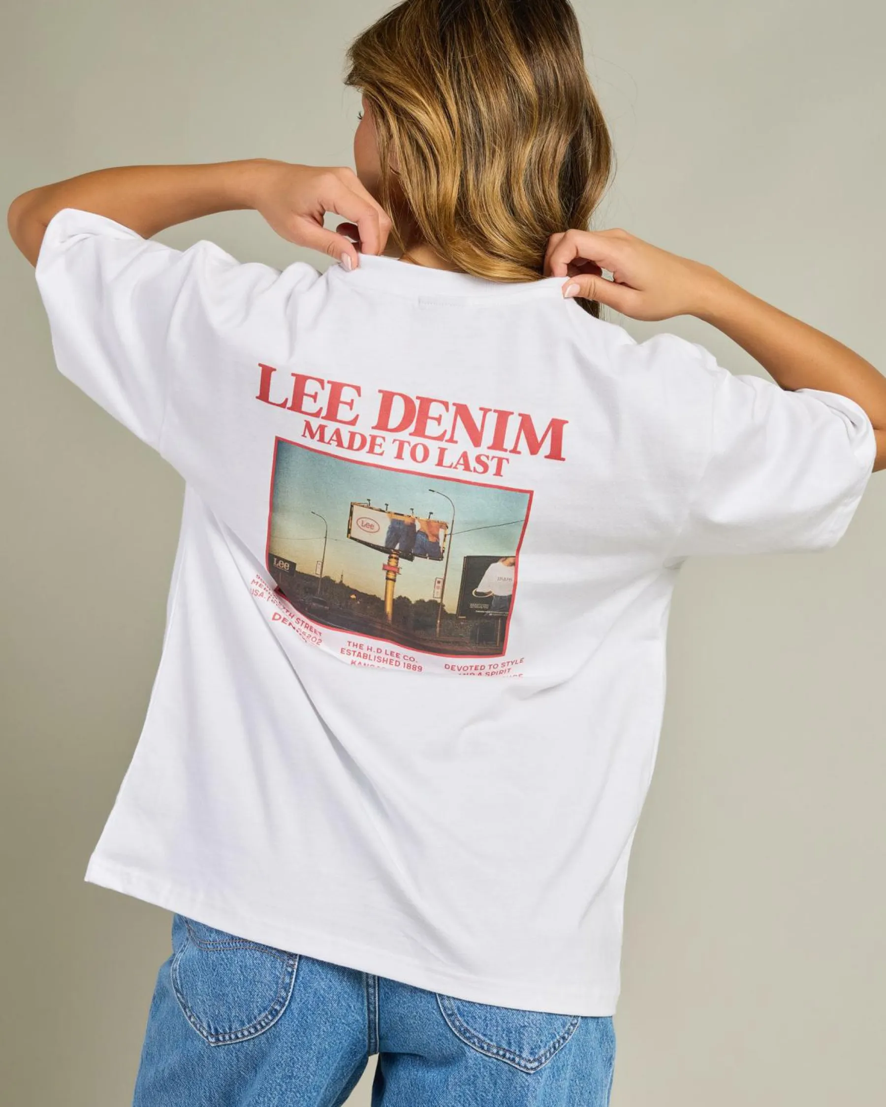 Tops*Lee Billboard Baggy T-Shirt Optic White