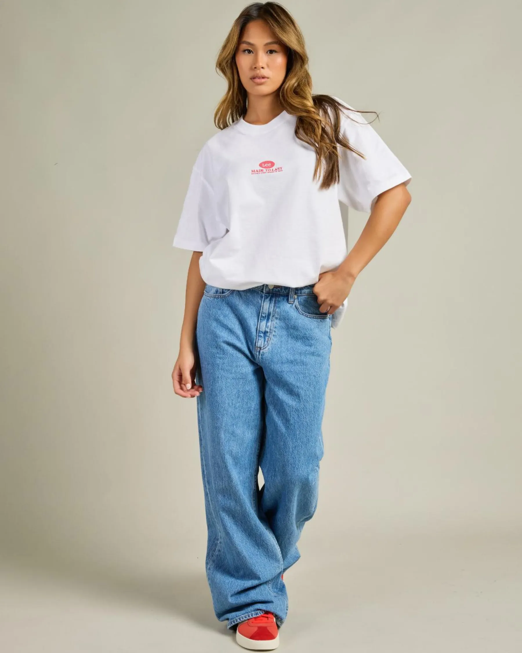 Tops*Lee Billboard Baggy T-Shirt Optic White