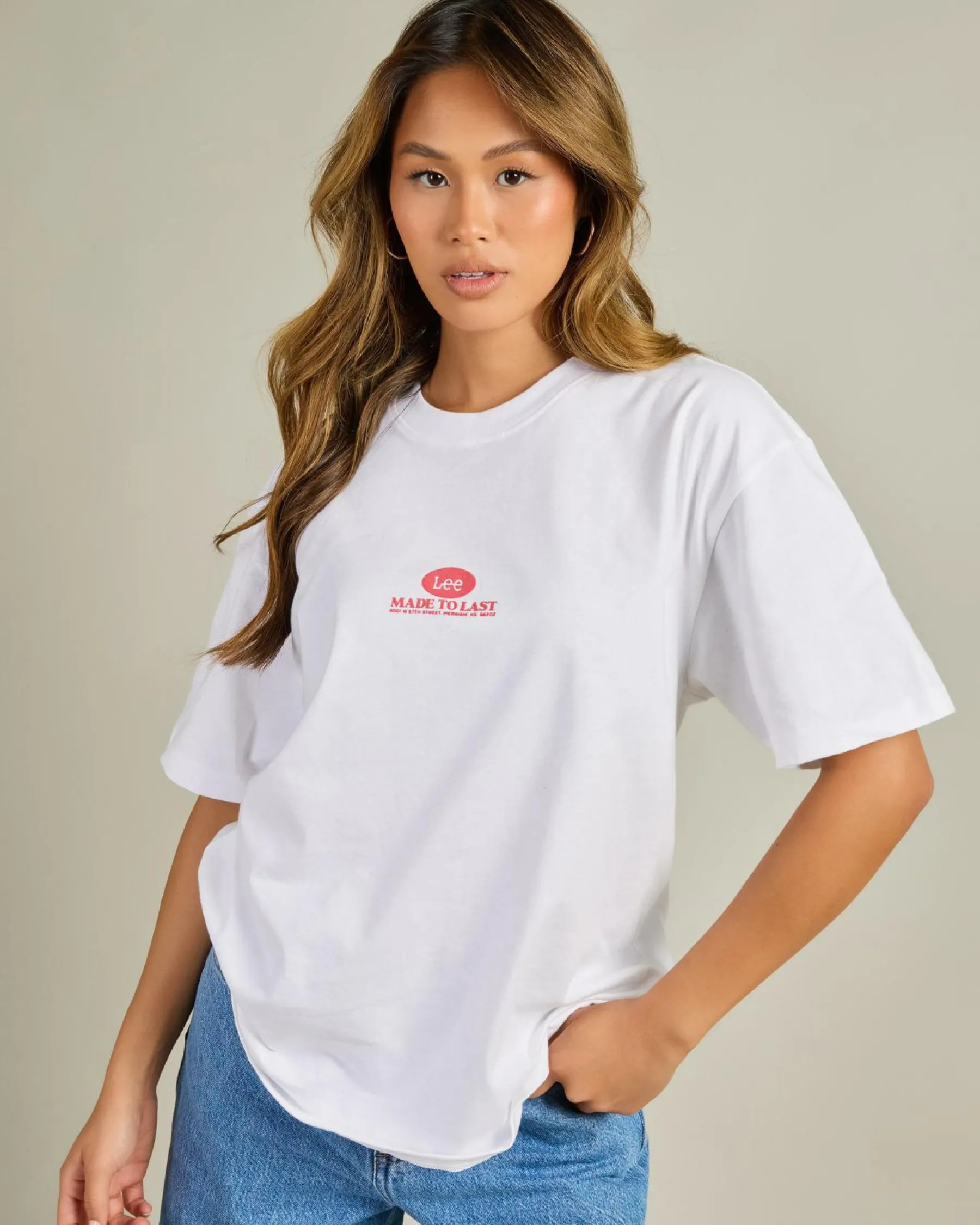 Tops*Lee Billboard Baggy T-Shirt Optic White