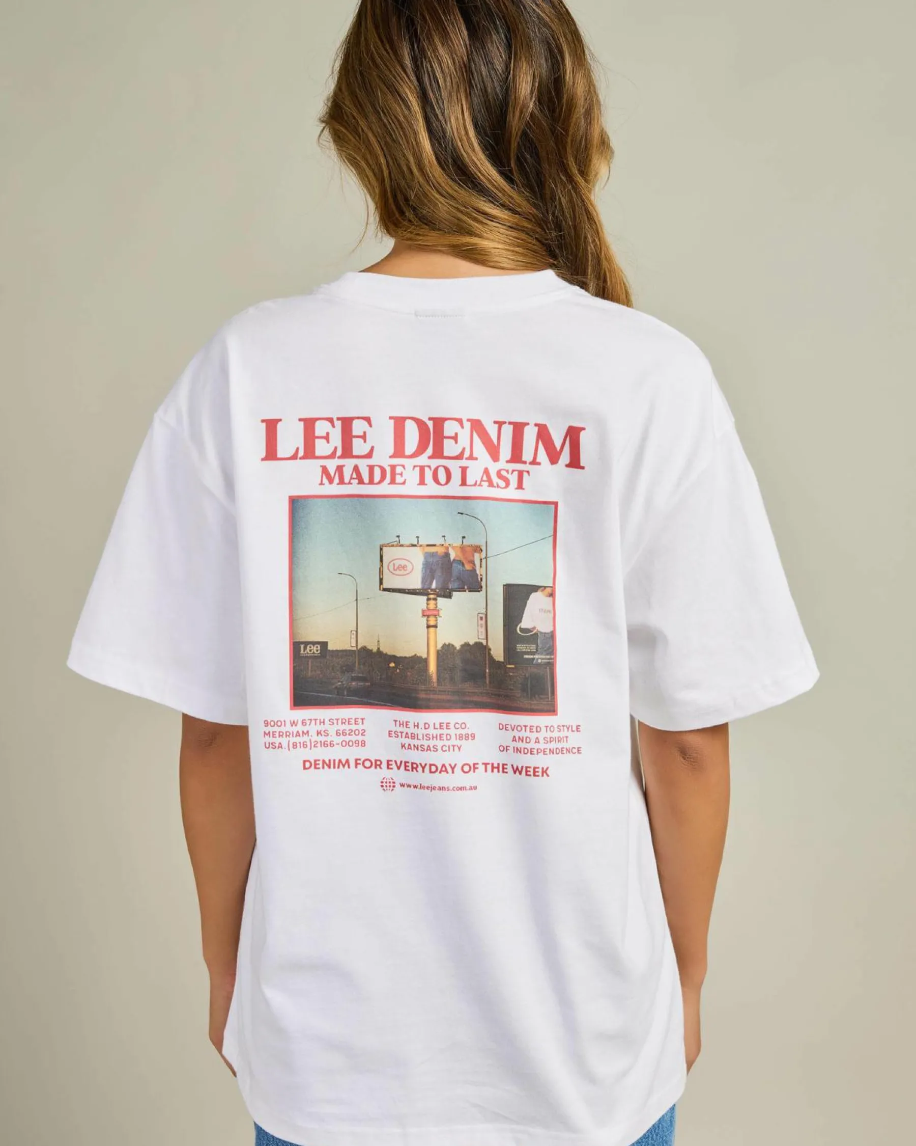 Tops*Lee Billboard Baggy T-Shirt Optic White