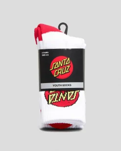 Socks & Accesories*Santa Cruz Boys' Classic Dot Crew Socks 4 Pack White