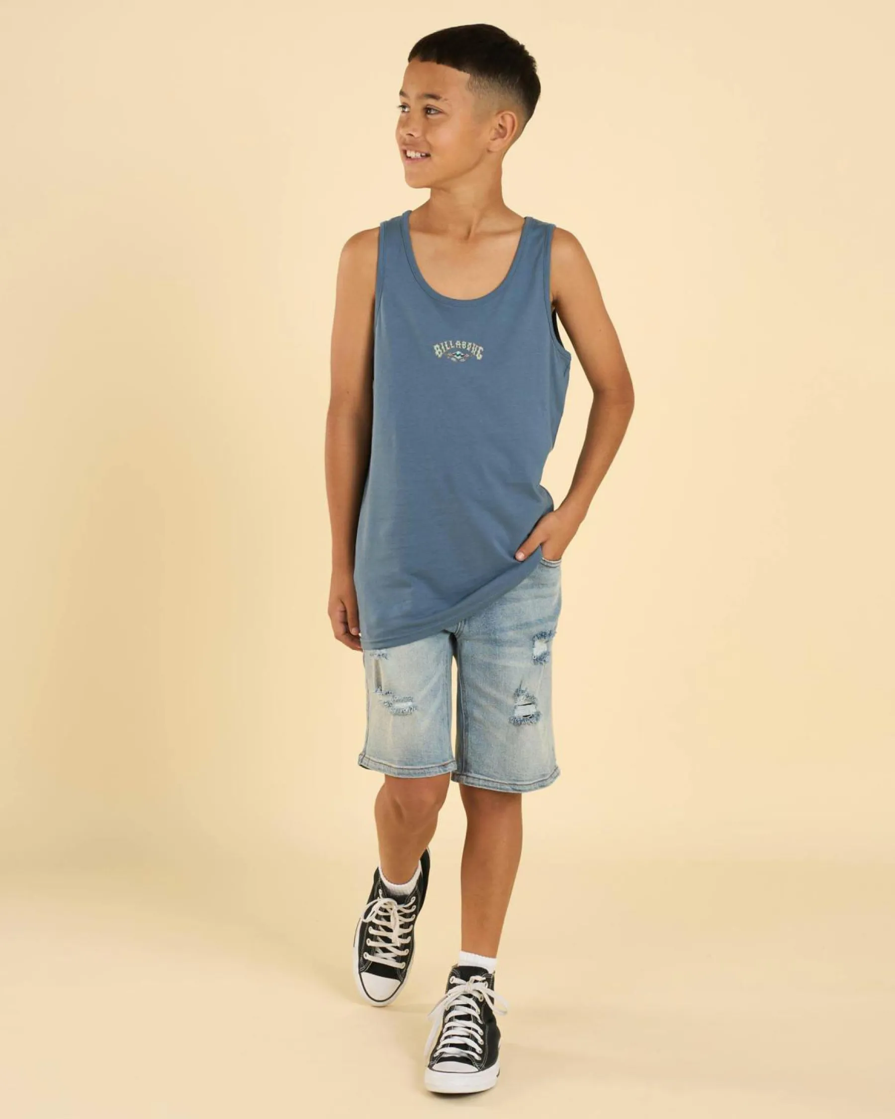 Tops & T-Shirts*Billabong Boys' Crossboards Tank Steel Blue