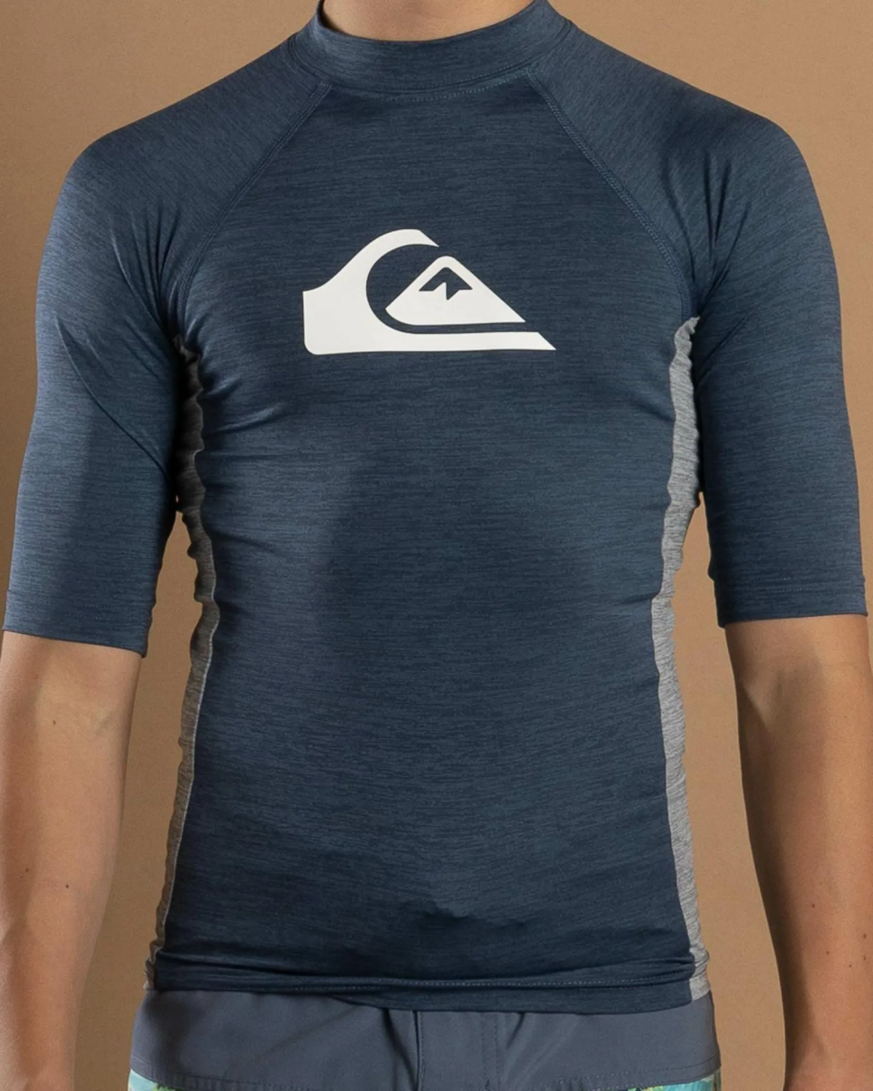 Rashies*Quiksilver Boys' Everyday UPF50 Comp Short Sleeve Rash Vest Vintage Indigo Heather
