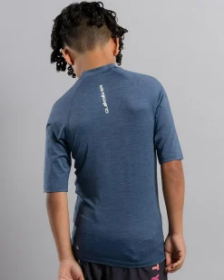 Rashies*Quiksilver Boys' Everyday UPF50 Short Sleeve Rash Vest Vintage Indigo Heather