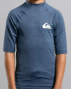 Rashies*Quiksilver Boys' Everyday UPF50 Short Sleeve Rash Vest Vintage Indigo Heather