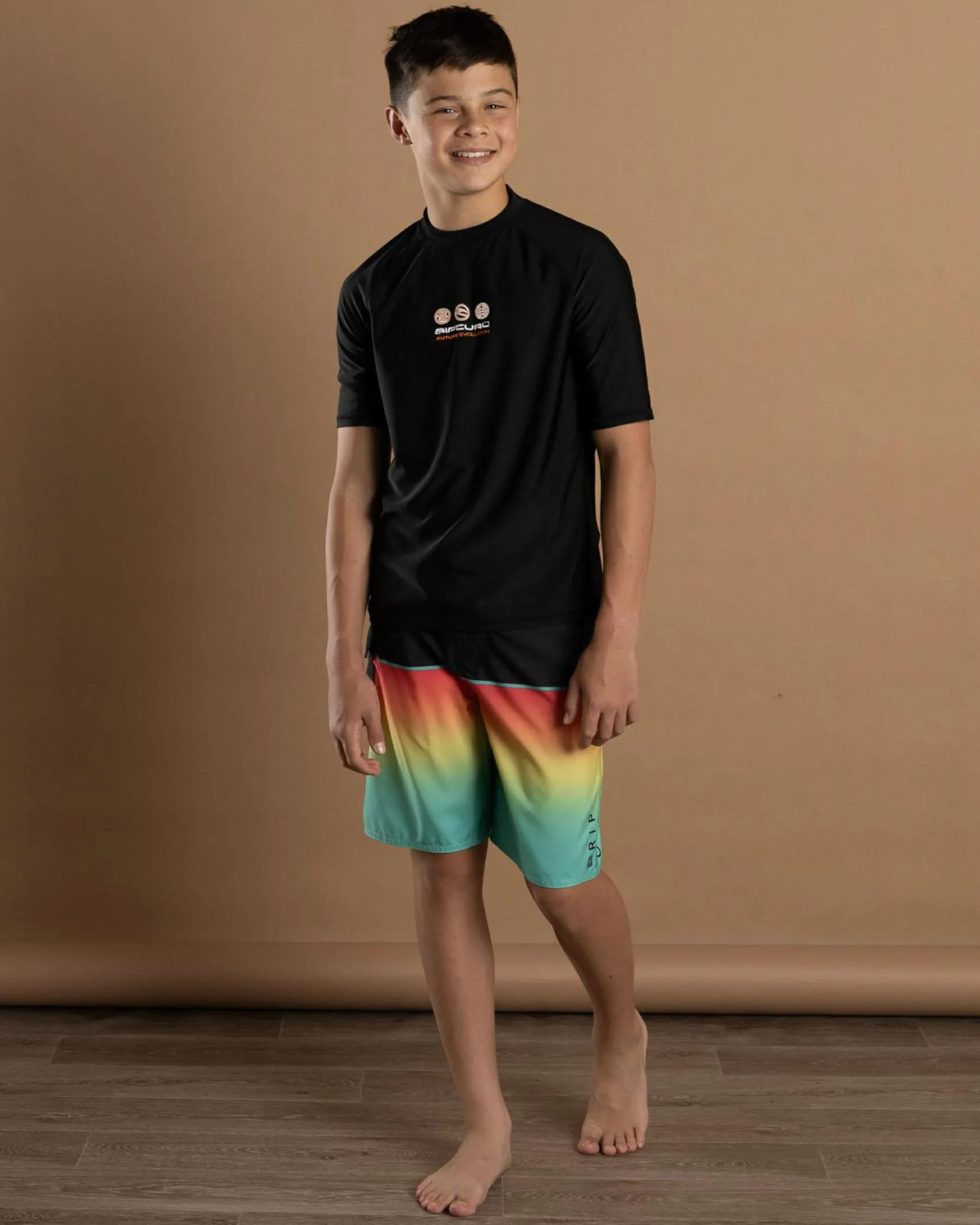 Rashies*Rip Curl Boys' Future Evolution Short Sleeve Rash Vest Black
