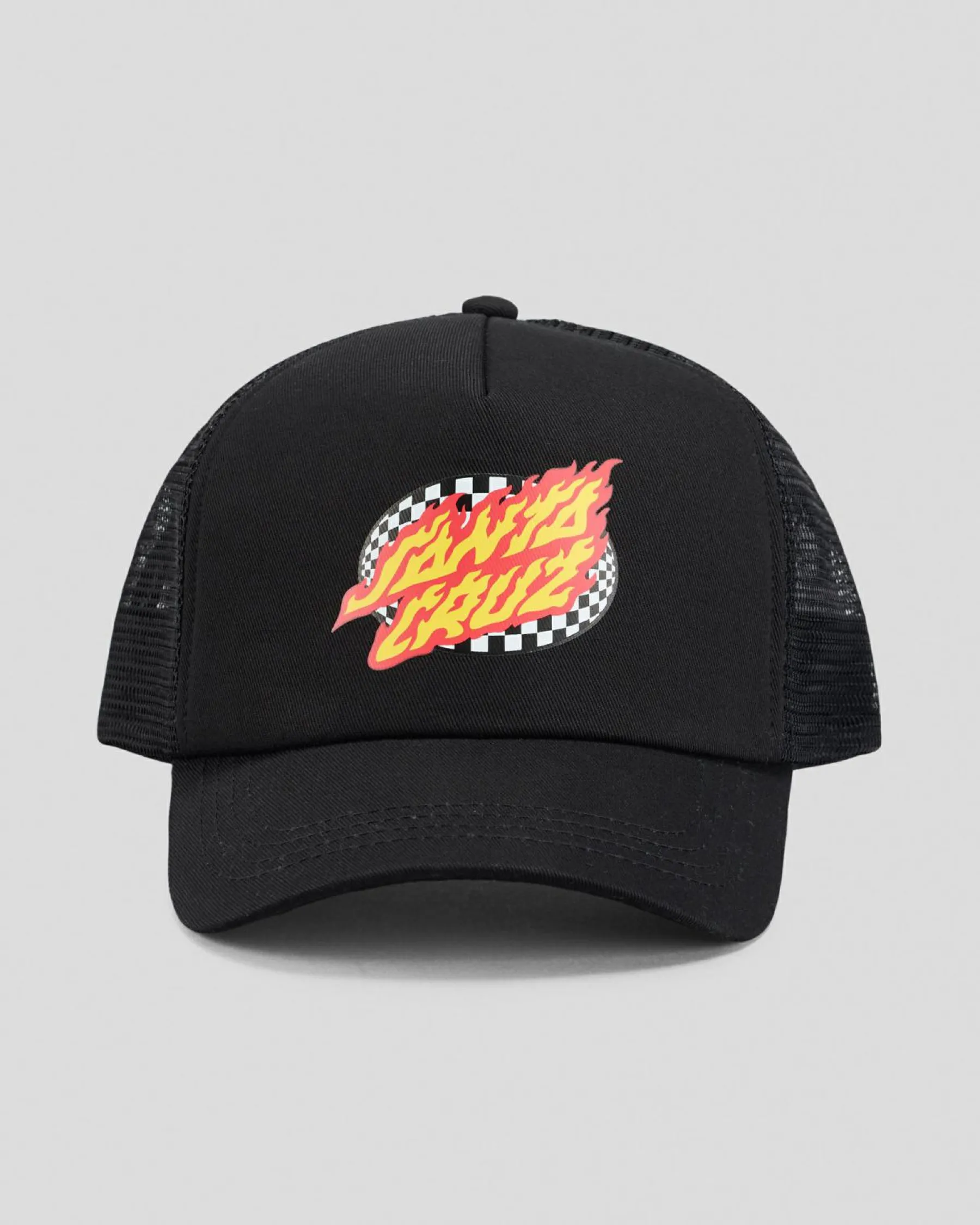 Online Boys' Oval Check Flame Dot Trucker Cap Kids Headwear