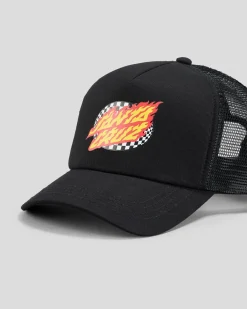 Online Boys' Oval Check Flame Dot Trucker Cap Kids Headwear