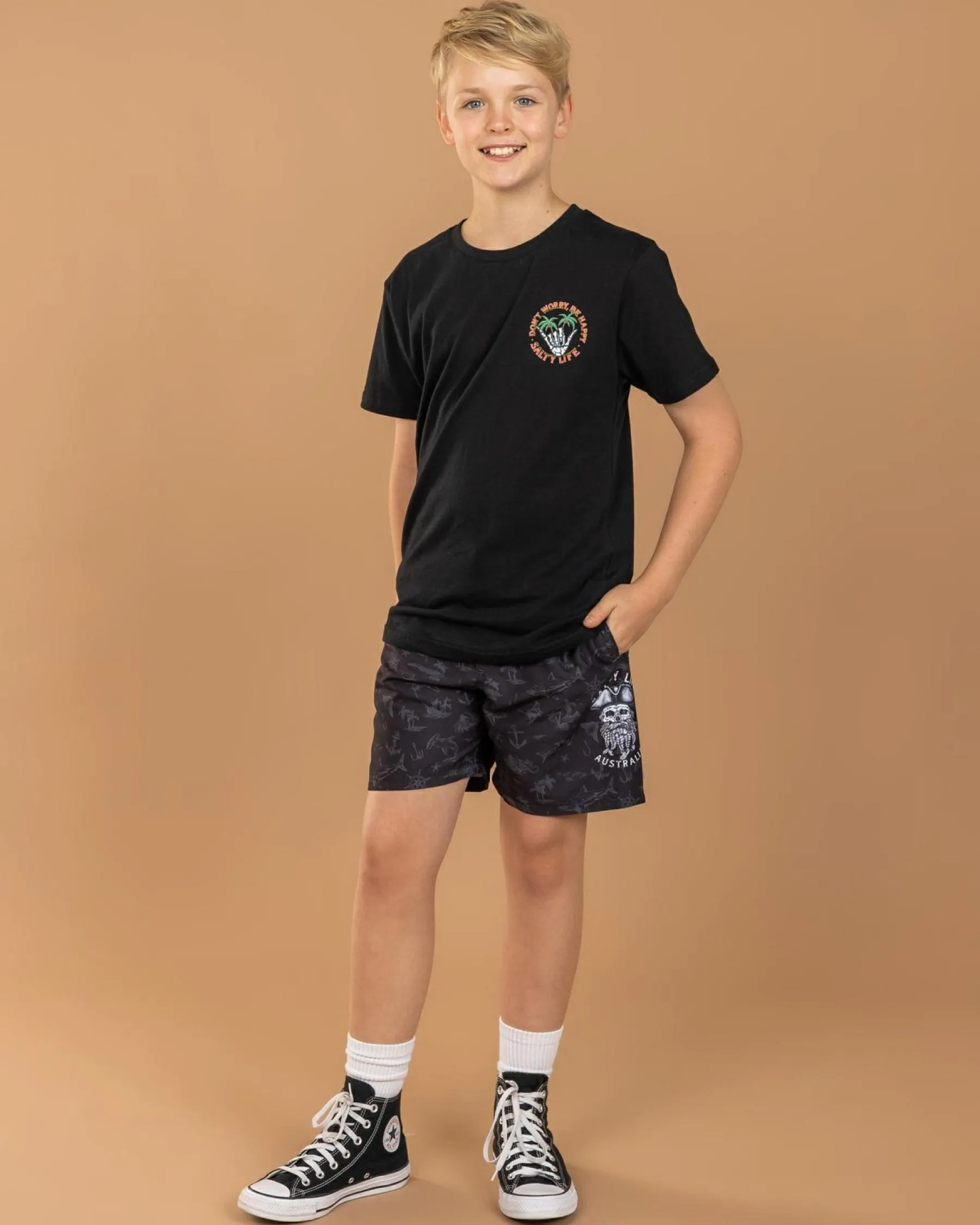 Shorts & Bottoms*Salty Life Boys' Privateer Elastic Waist Shorts Black