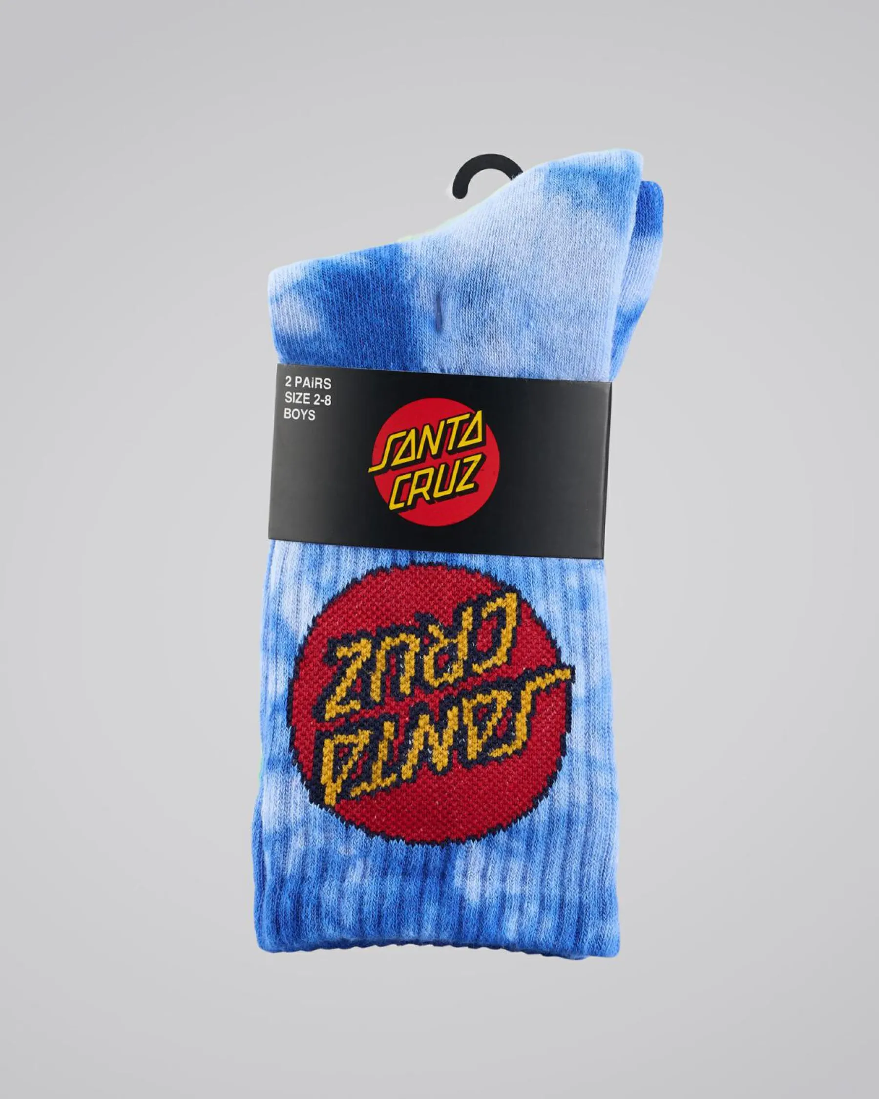 Socks & Accesories*Santa Cruz Boys' Scratch Dot Crew Socks 2 Pack Blue Tdye-teal Tdye