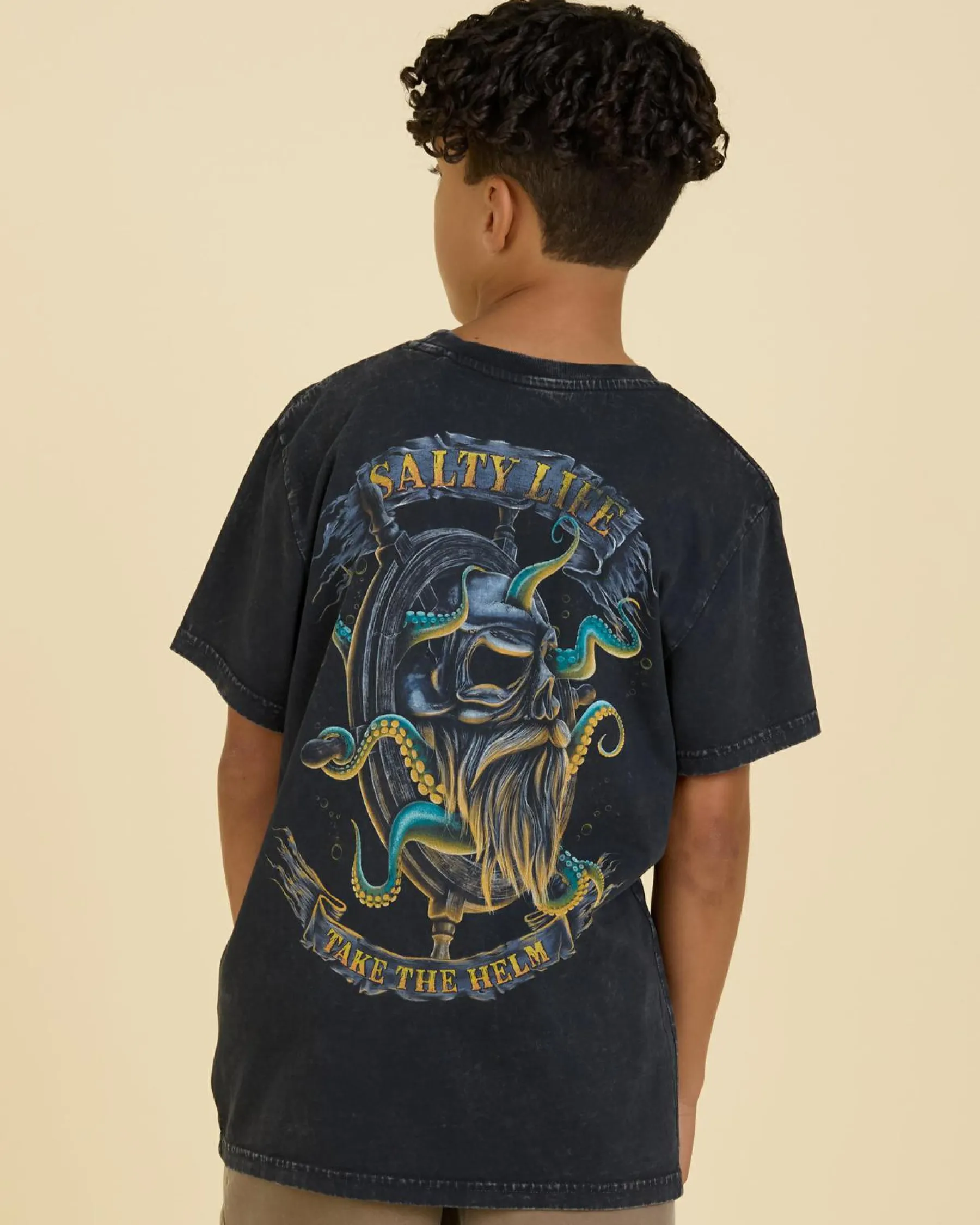 Tops & T-Shirts*Salty Life Boys' Servitude T-Shirt Black Acid