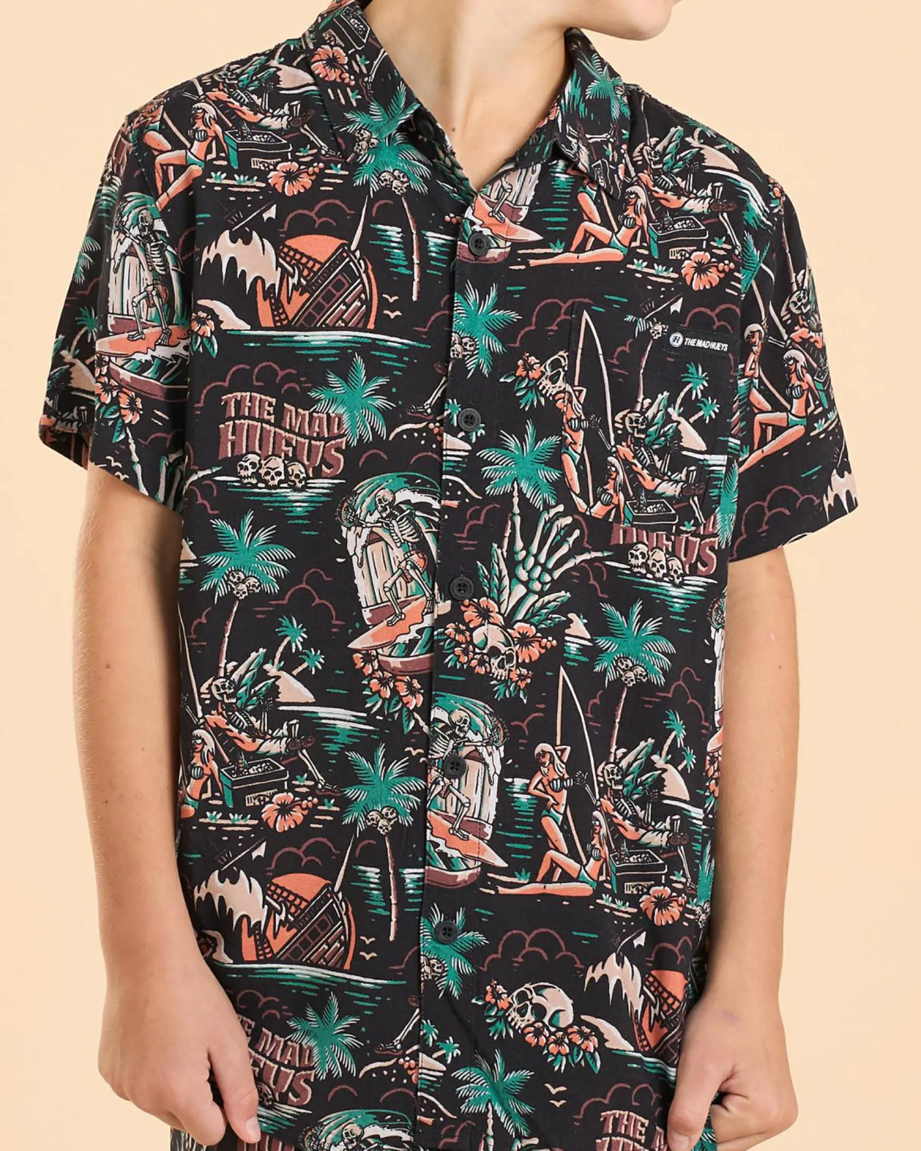 Tops & T-Shirts*The Mad Hueys Boys' She'll Be Right Short Sleeve Shirt Black