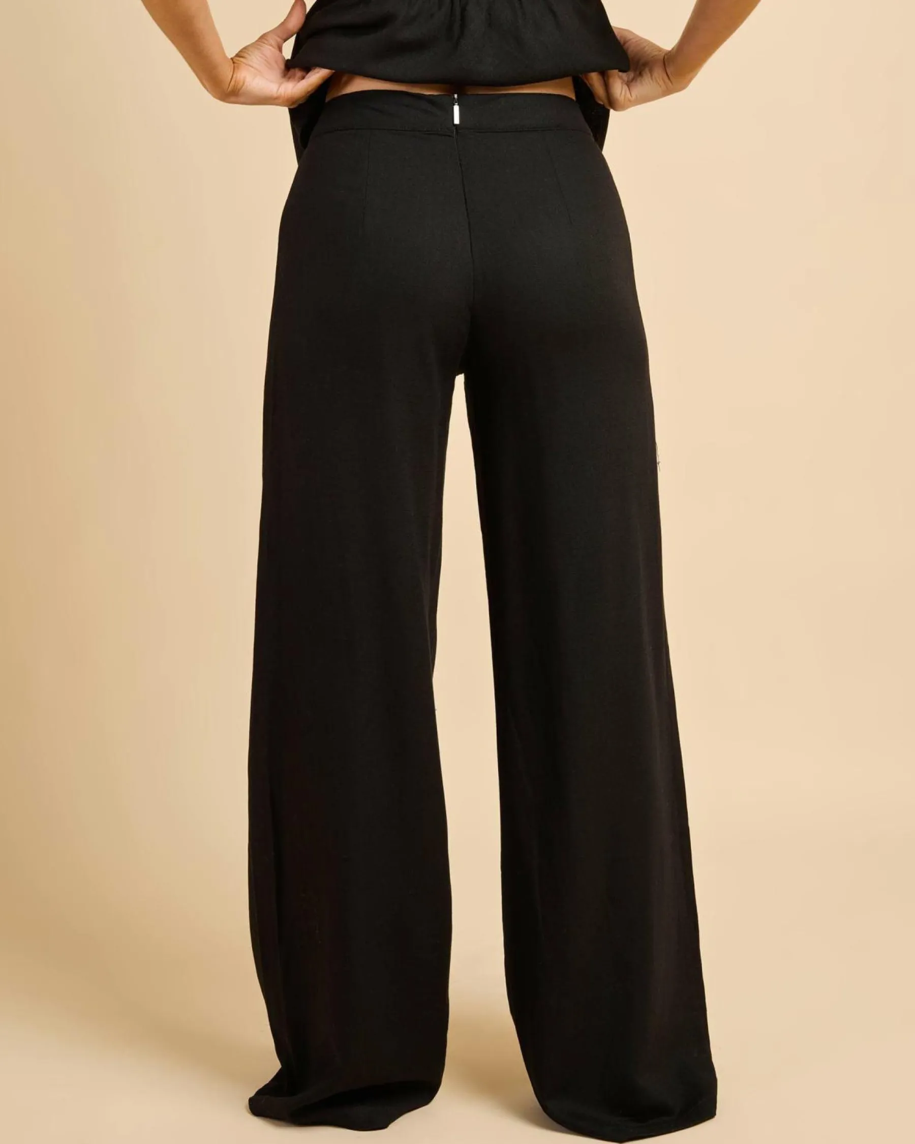 Sets|Linen Blend*Mooloola Brighton Hawaii Pants Black