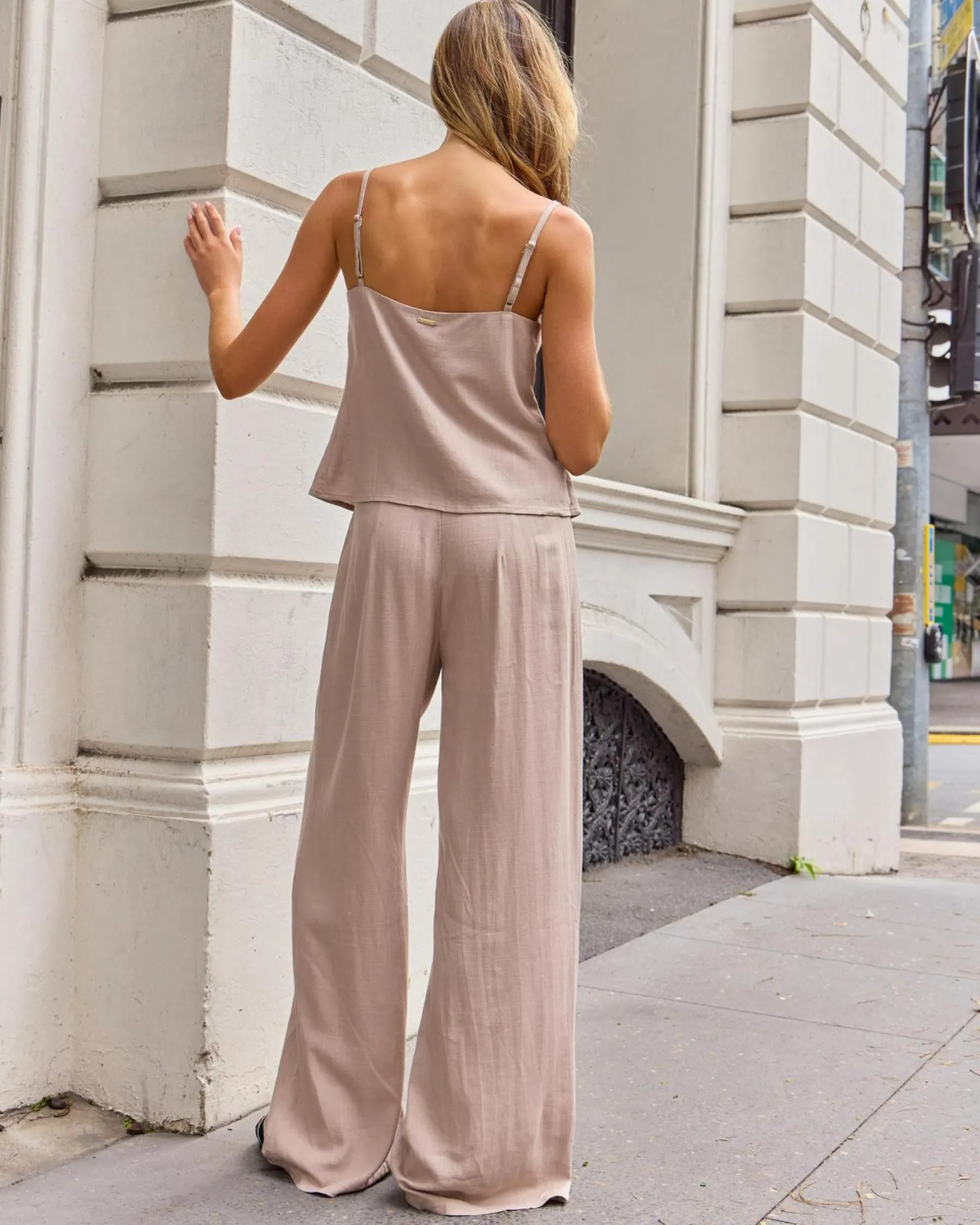 Sets|Linen Blend*Mooloola Brighton Hawaii Pants Mushroom