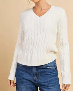 Knitwear|Jumpers & Hoodies*Luvalot Bristol V Neck Knit Jumper White