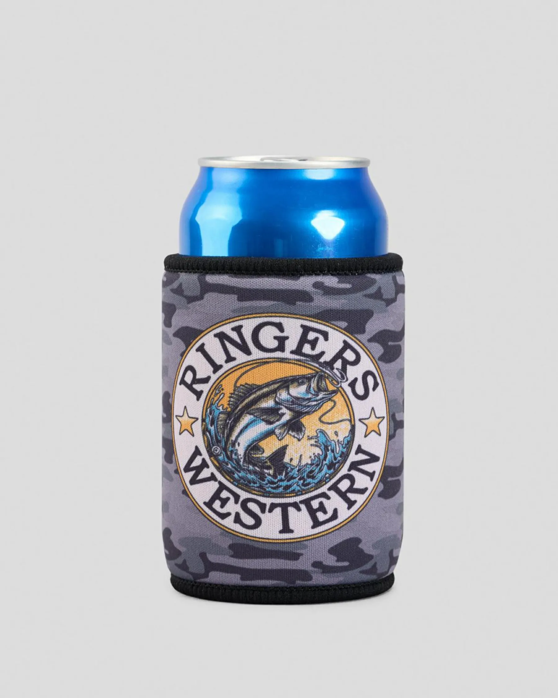 Gifts & Novelty*Ringers Western Buckin Barra Stubby Cooler Black Camo