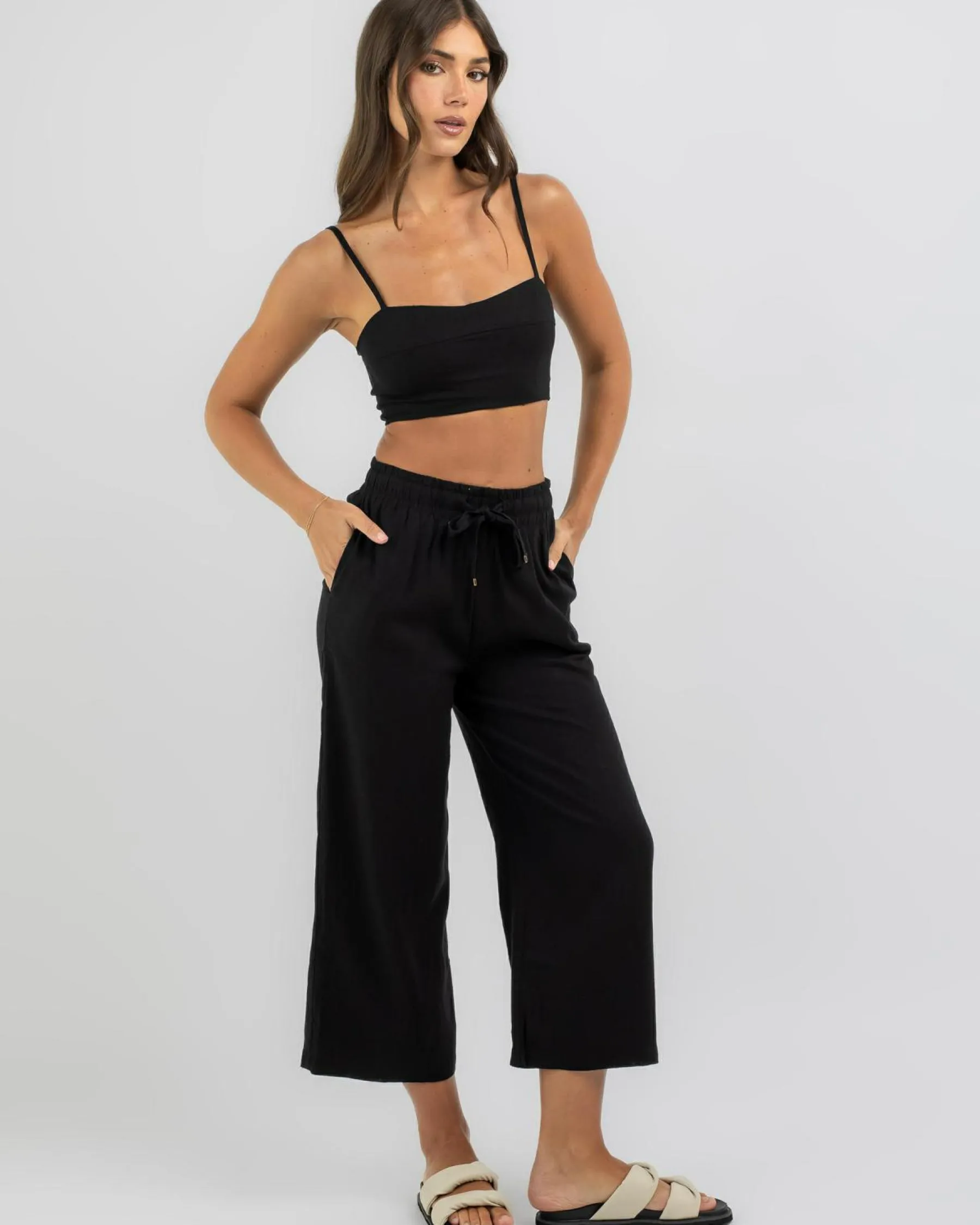 Sale Cali Hawaii Cropped Pants Women Sets|Linen Blend