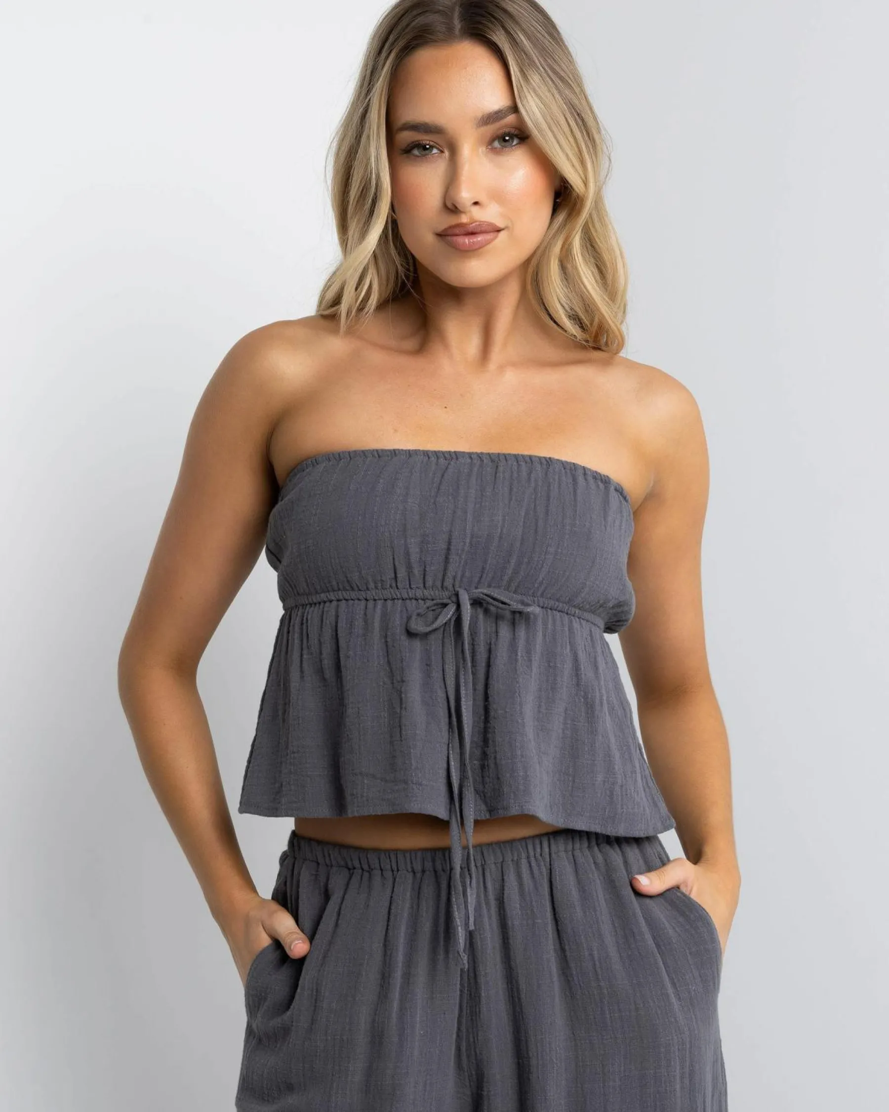 Sets|Tops*Mooloola Cali Tube Top Charcoal
