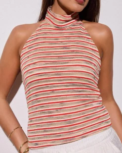 Tops*Thanne Cecille Halter Top Red Stripe