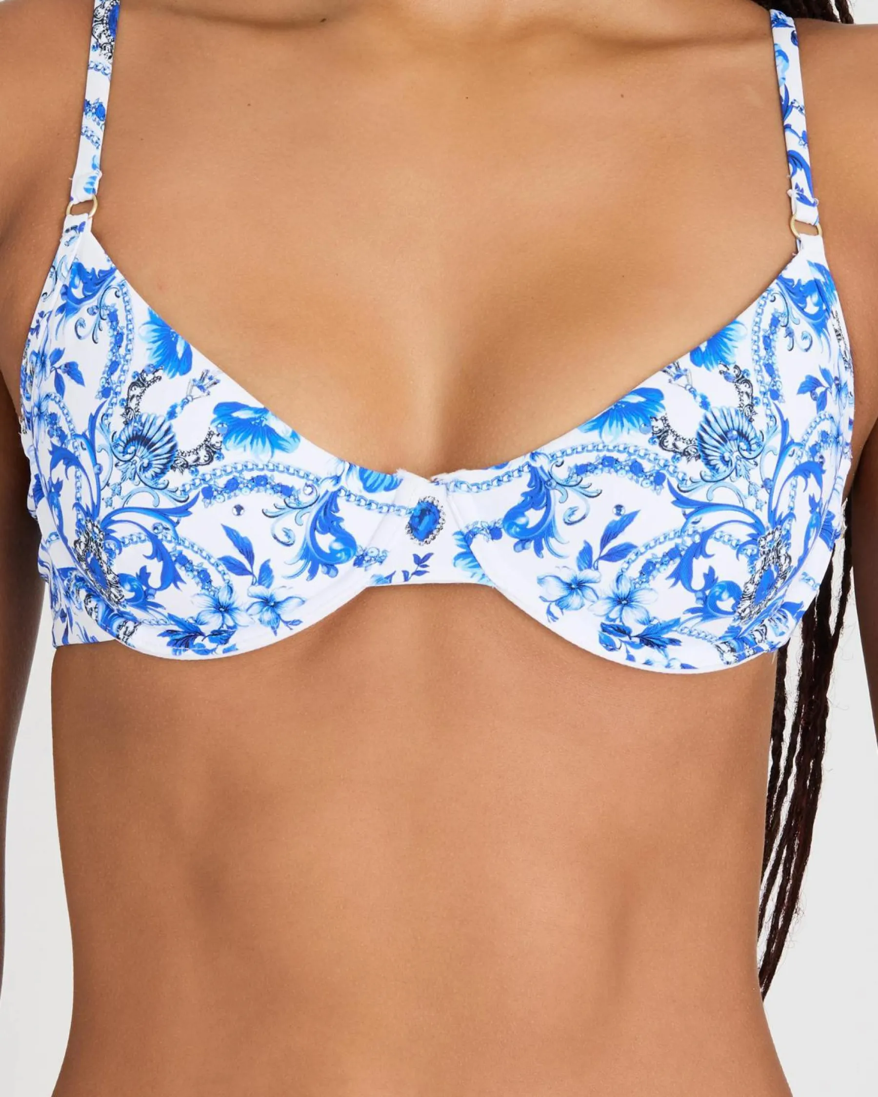 Bikinis*Kaiami Celine Ring Underwire Bikini Top White/blue
