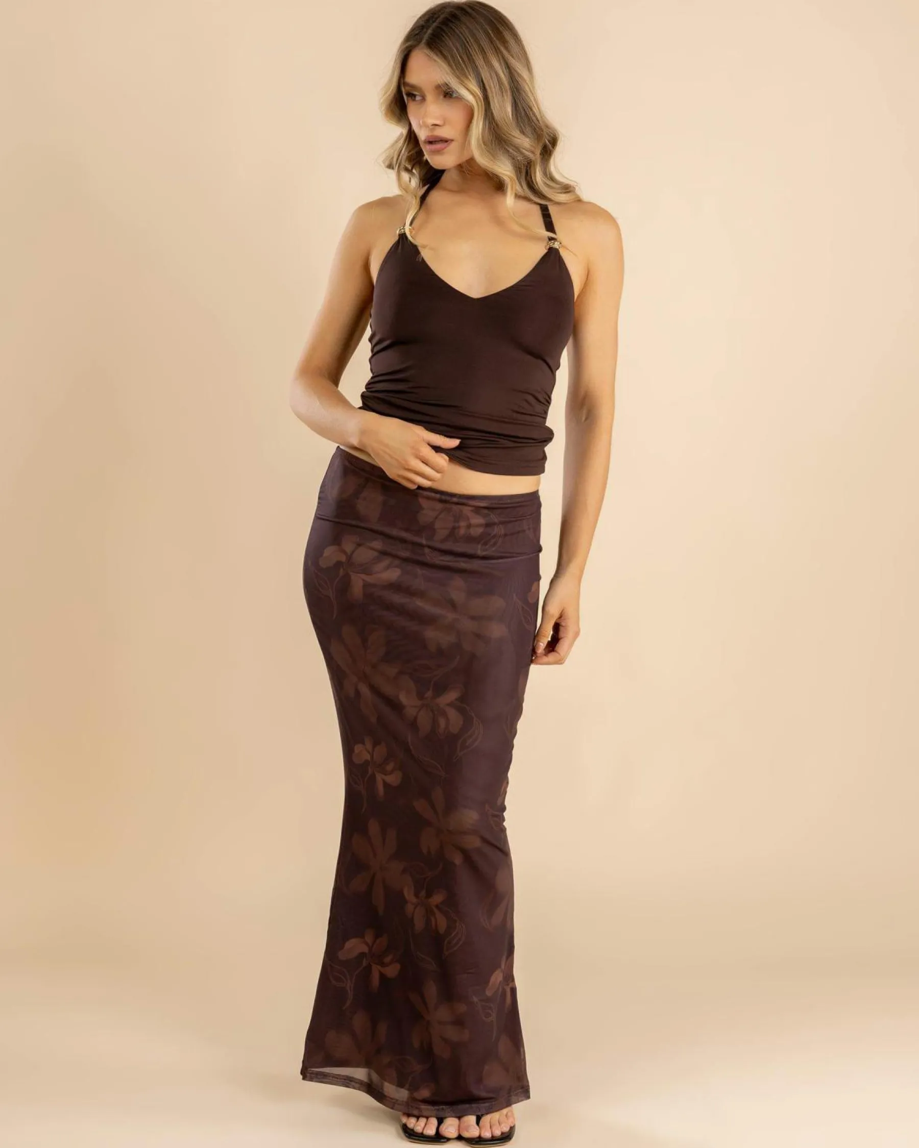 Tops*Ava And Ever Charlotte Halter Top Espresso