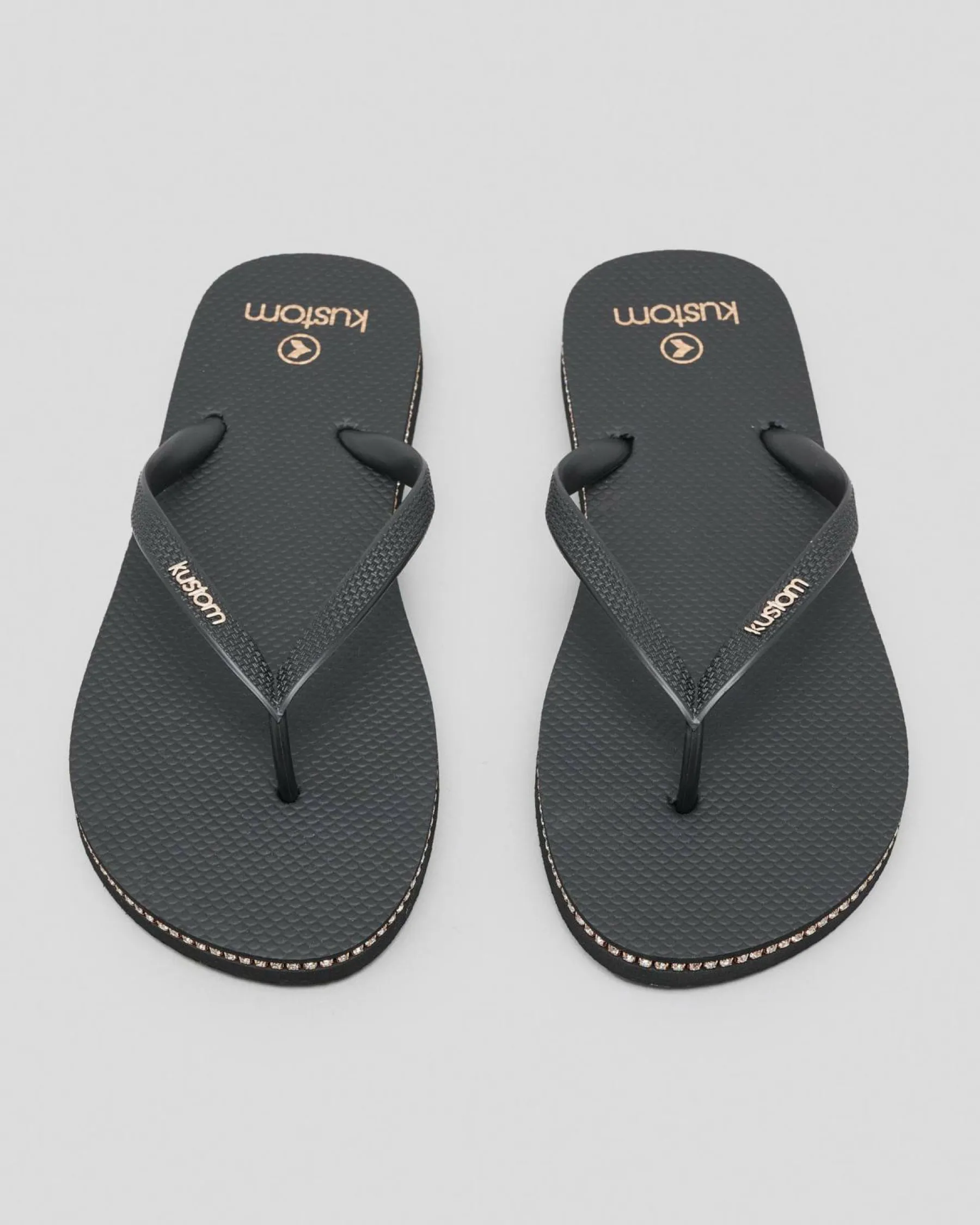 Flip Flops*Kustom Classic Diamante Thongs Rose Gold