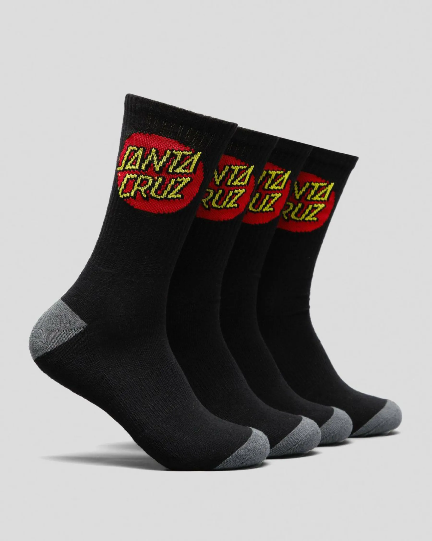 Socks*Santa Cruz Classic Dot Crew Socks 4 Pack Black
