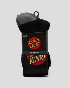 Socks*Santa Cruz Classic Dot Crew Socks 4 Pack Black