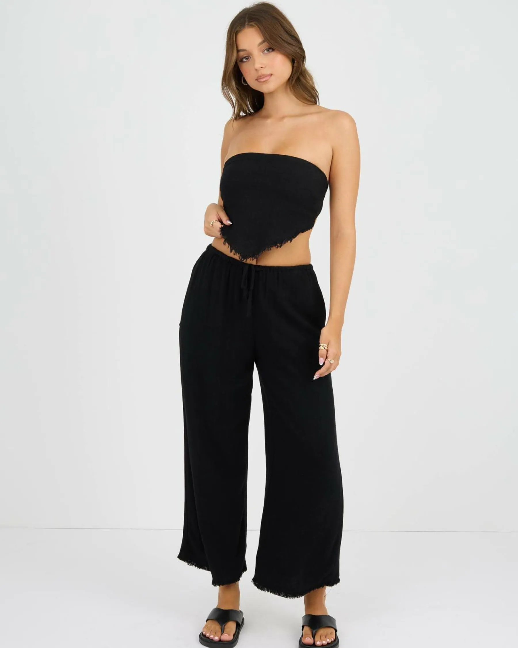 Sets|Linen Blend*Mooloola Cleo Dallis Pants Black