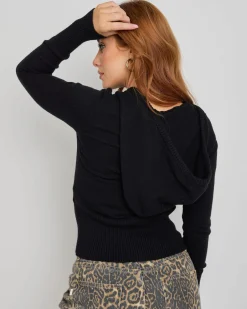 Knitwear|Jumpers & Hoodies*Ava And Ever Cora Hooded Zip Knit Jumper Black